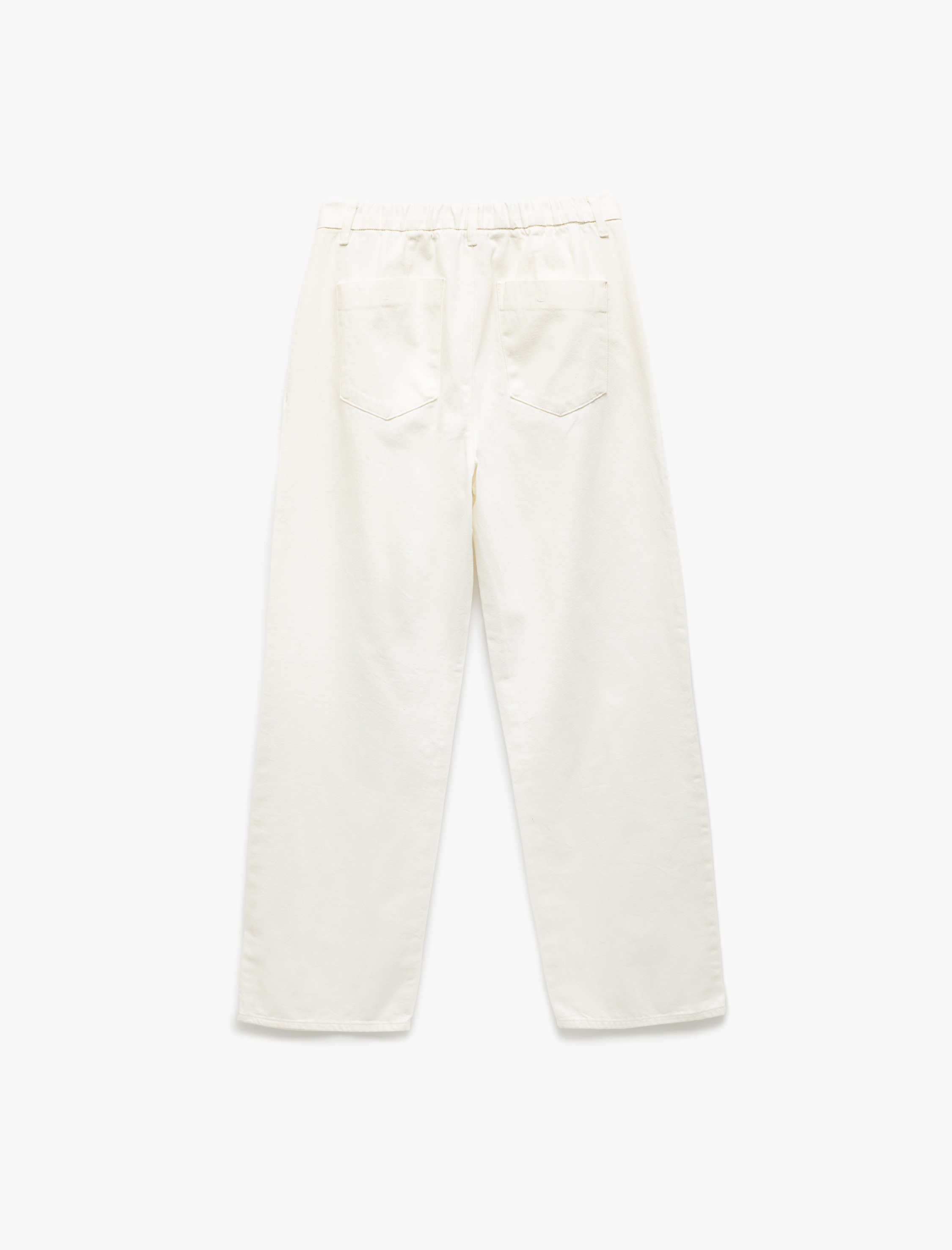   Pamuklu Normal Bel Cep Detaylı Oversize Cigarette Pantolon