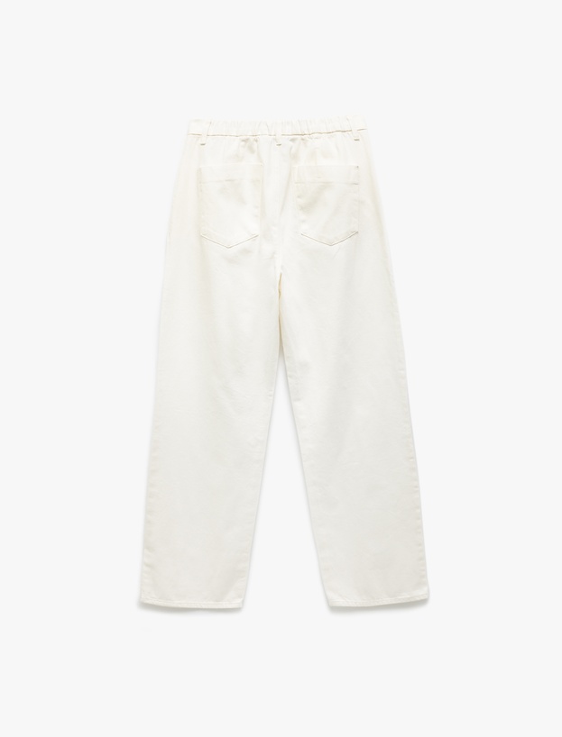 Pamuklu Normal Bel Cep Detaylı Oversize Cigarette Pantolon_1