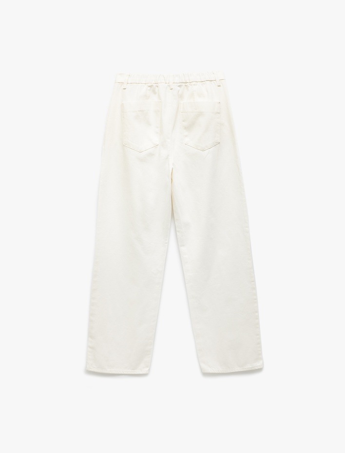  Pamuklu Normal Bel Cep Detaylı Oversize Cigarette Pantolon