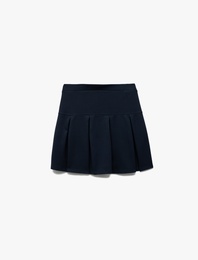 Viskon Karışımlı Beli Lastikli Basic Pileli Etek