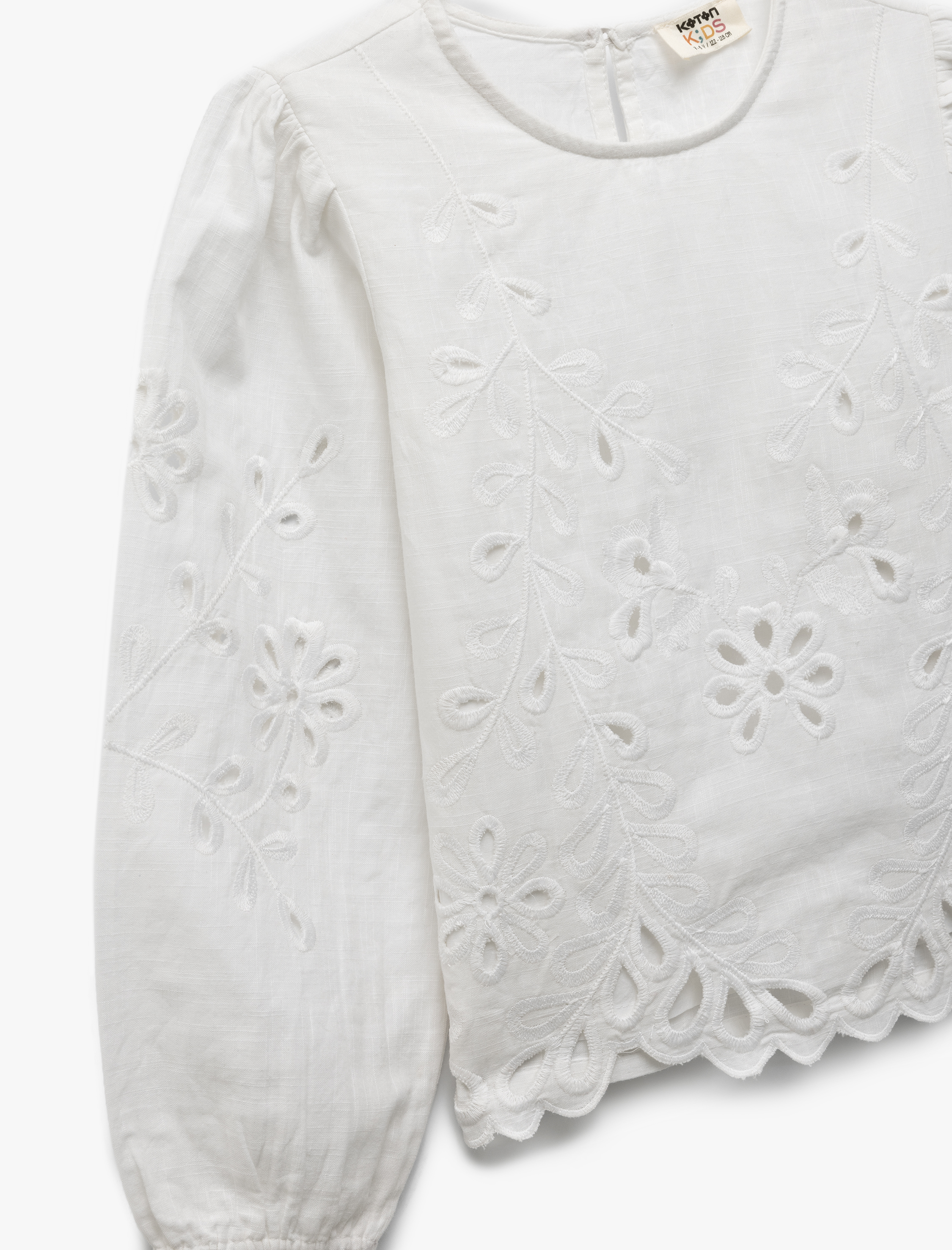  Kız Çocuk Bisiklet Yaka Uzun Kollu Fistolu Pamuklu Bluz