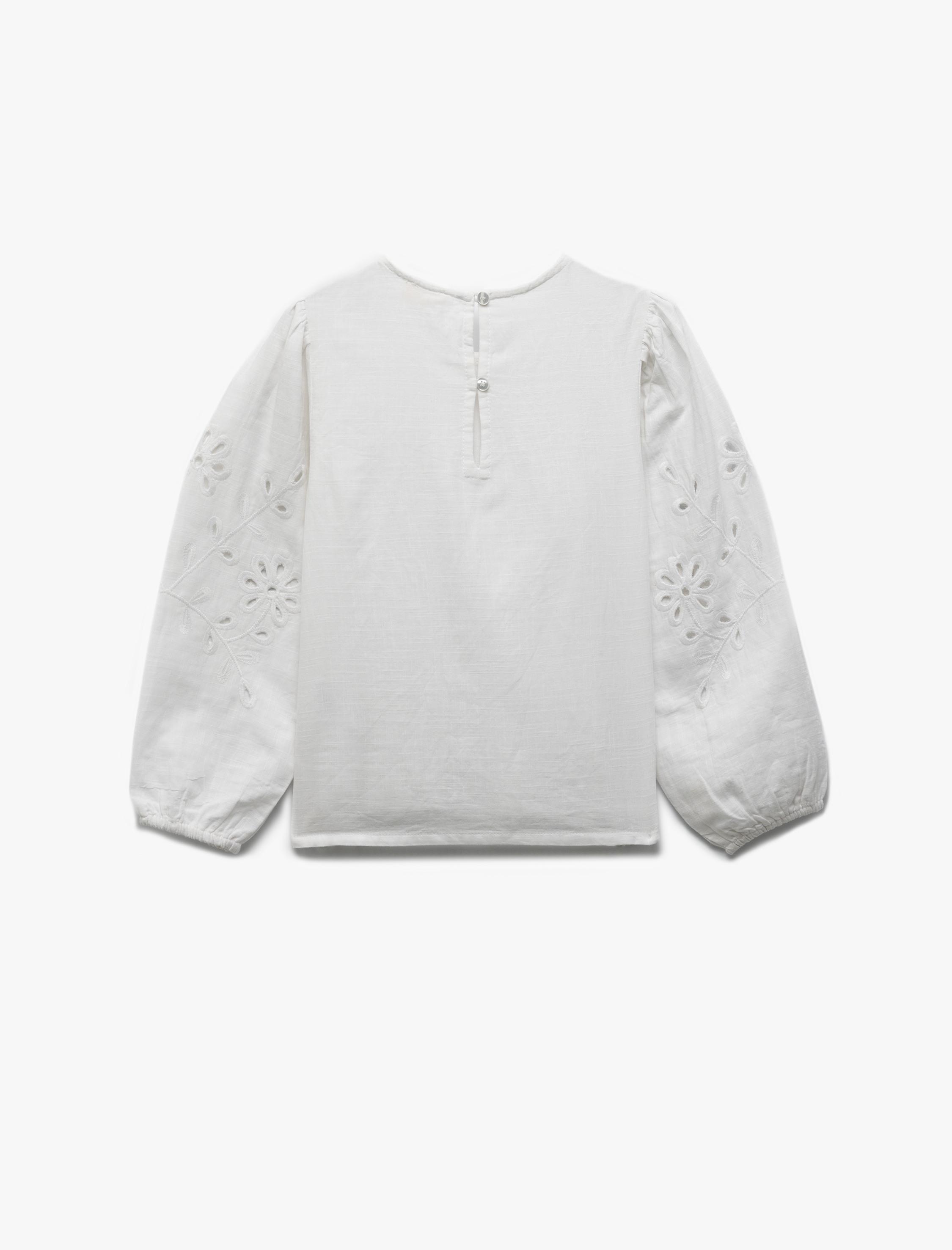  Kız Çocuk Bisiklet Yaka Uzun Kollu Fistolu Pamuklu Bluz