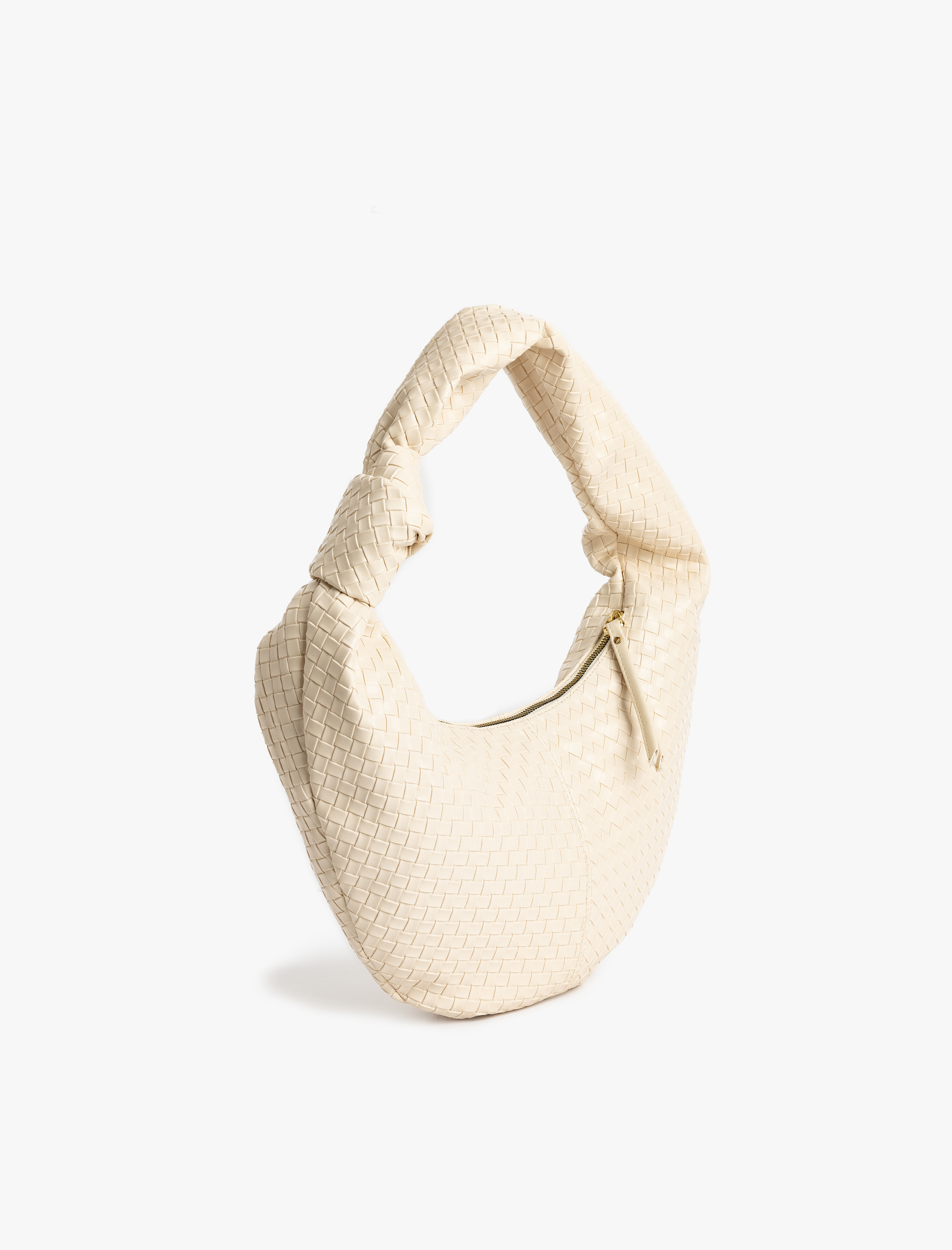  Kadın Suni Deri Fermuarlı Düğüm Detaylı Dokulu Çanta