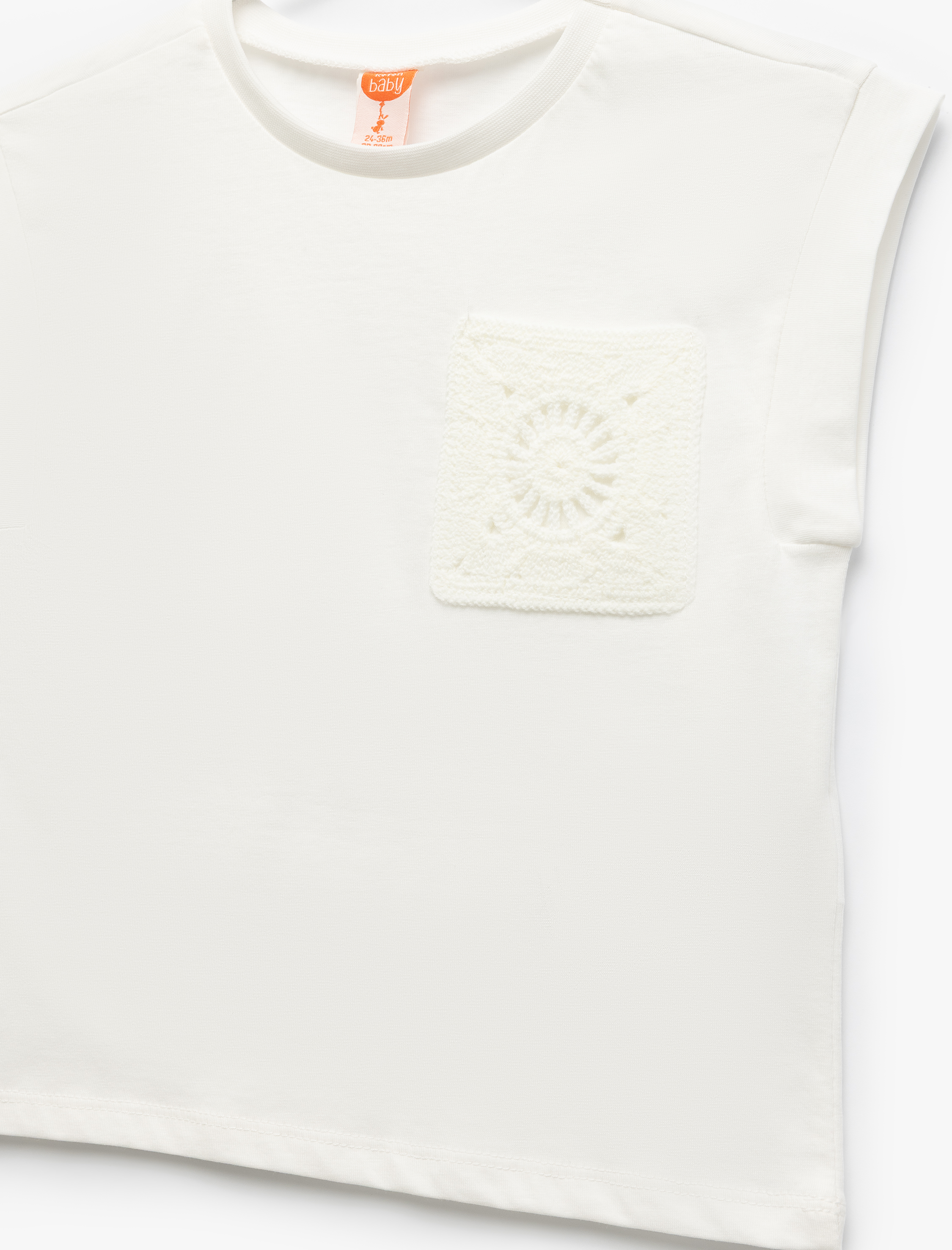  Kız Bebek Bisiklet Yaka Pamuklu Cep Detaylı Kolsuz Tişört