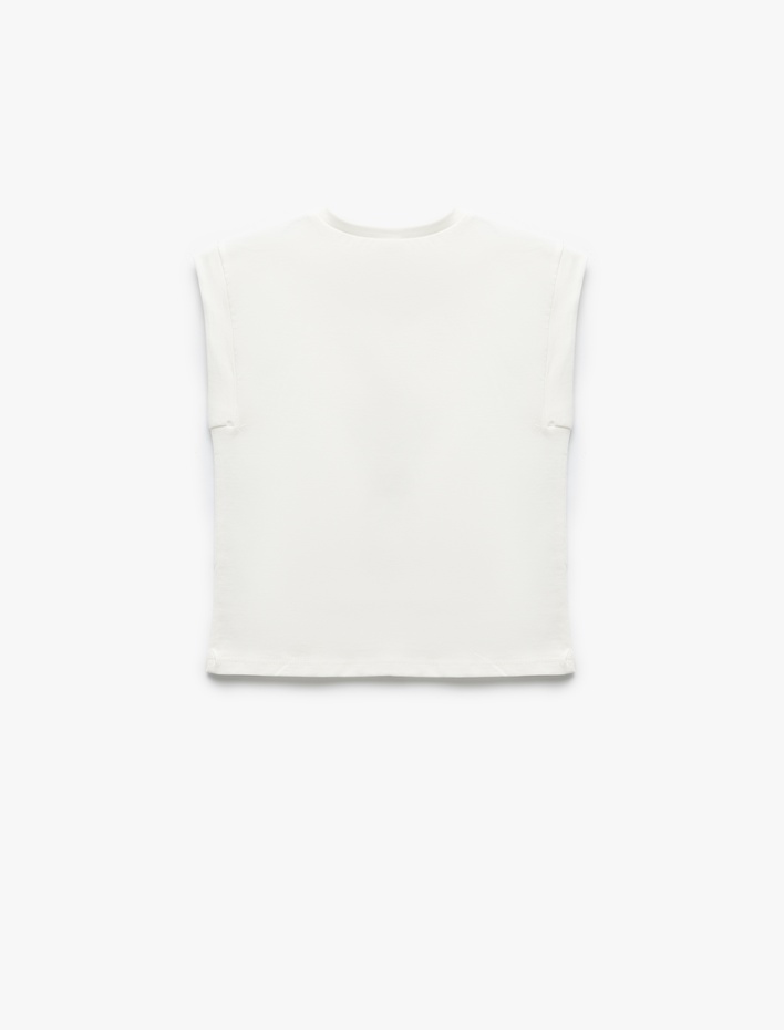 Kız Bebek Bisiklet Yaka Pamuklu Cep Detaylı Kolsuz Tişört