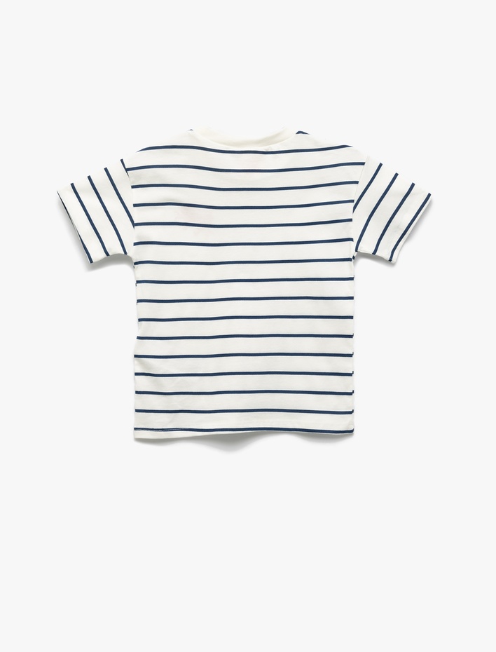 Erkek Bebek Yengeç Nakış Detaylı Kısa Kollu Bisiklet Yaka Pamuklu Tişört