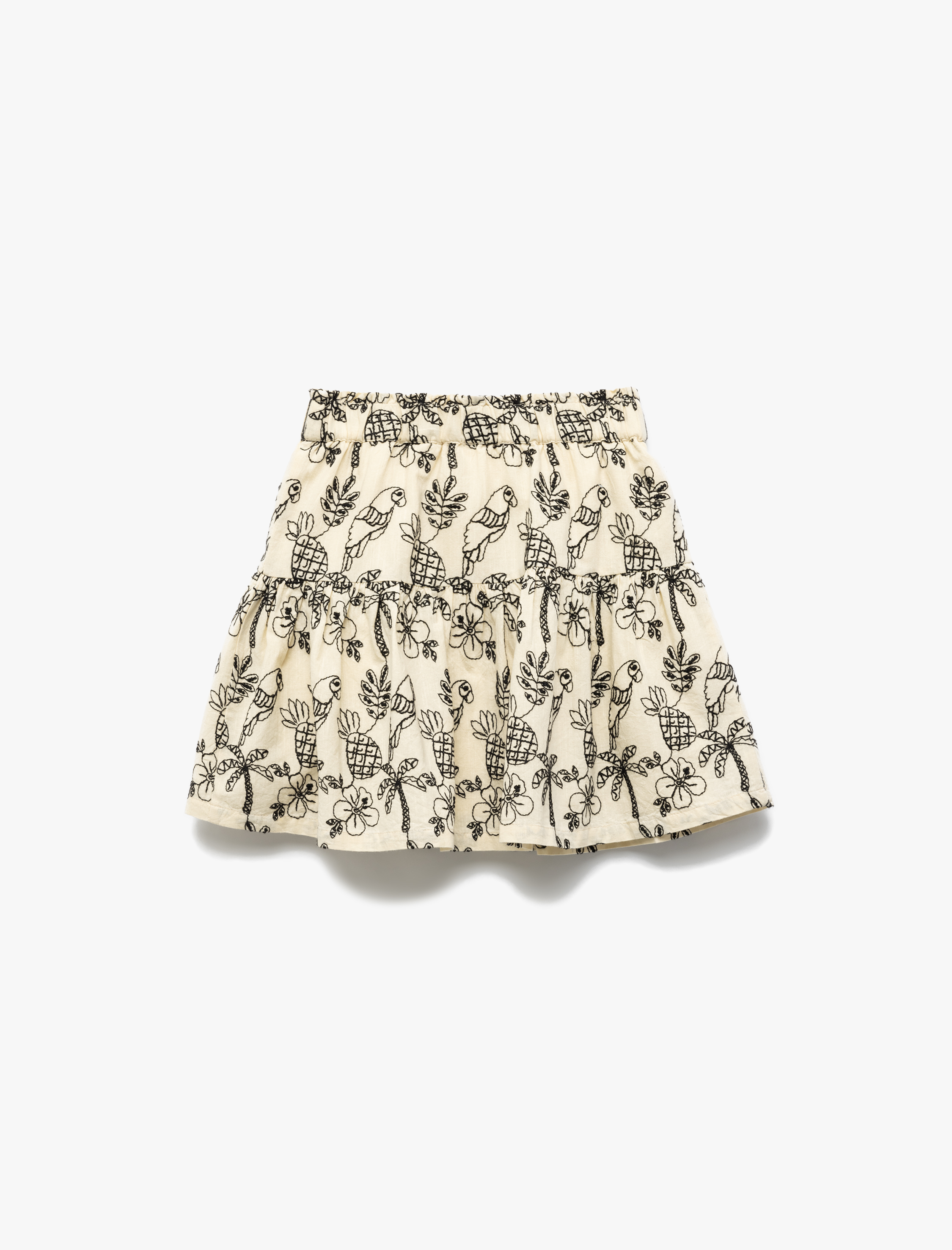  Kız Çocuk Beli Lastikli Pamuklu Desenli Diz Üstü Etek