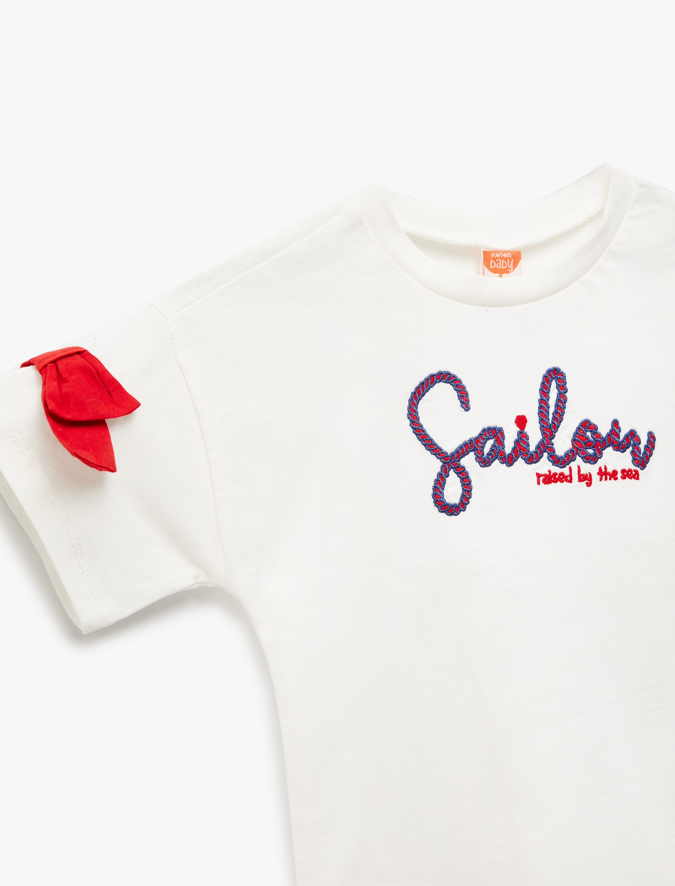  Kız Bebek Pamuklu Fiyonklu Bisiklet Yaka Kısa Kollu Tişört