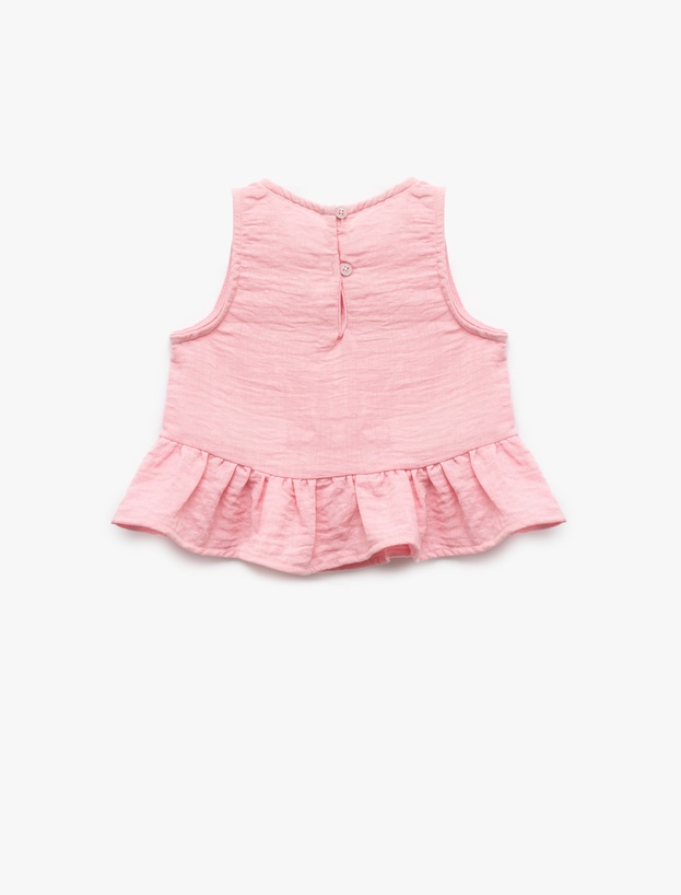 Fırfır Detaylı Kolsuz Bisiklet Yaka Crop Bluz_1