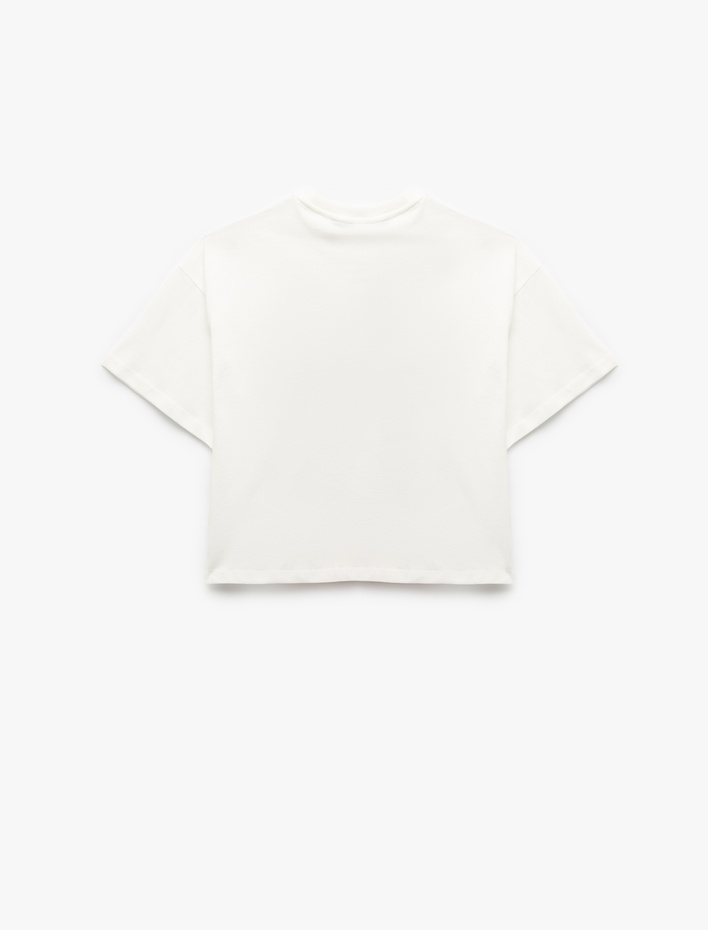 Kız Çocuk Lisanslı Minnie Mouse Baskılı Kısa Kollu Pamuklu Crop Tişört