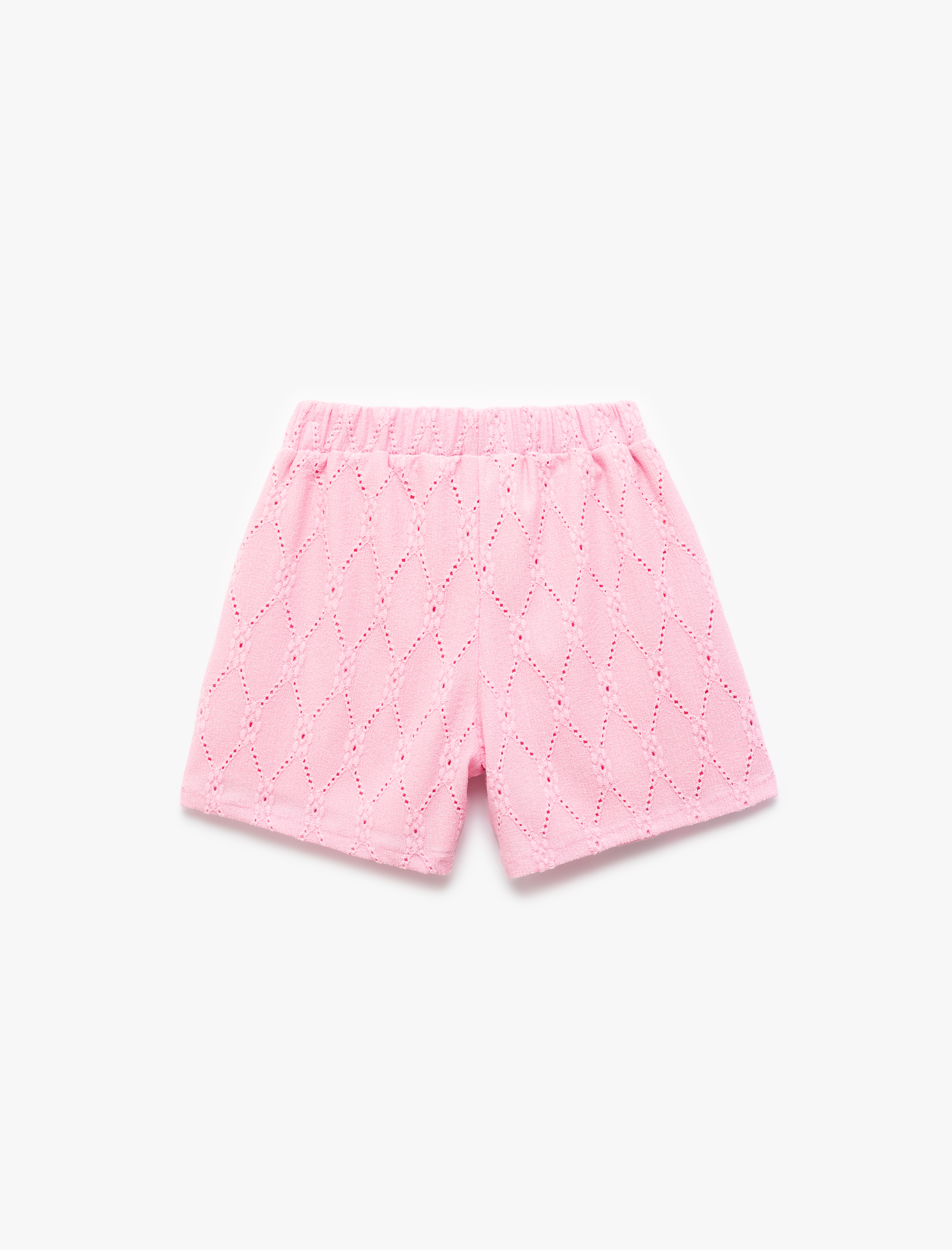  Kız Çocuk Brodeli Detaylı Beli Lastikli Şort