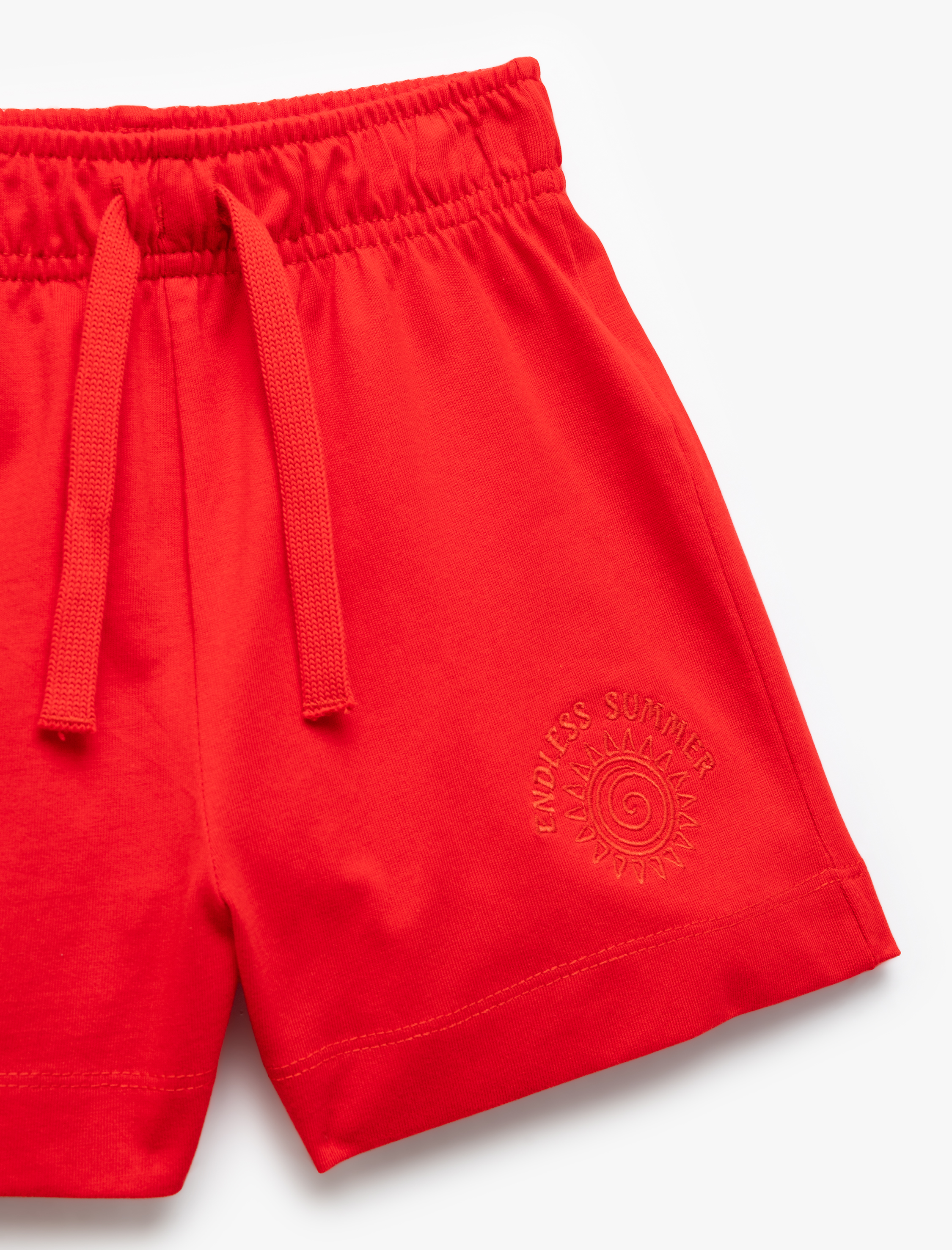  Kız Çocuk Baskılı Beli Bağcıklı Rahat Kalıp Pamuklu Şort