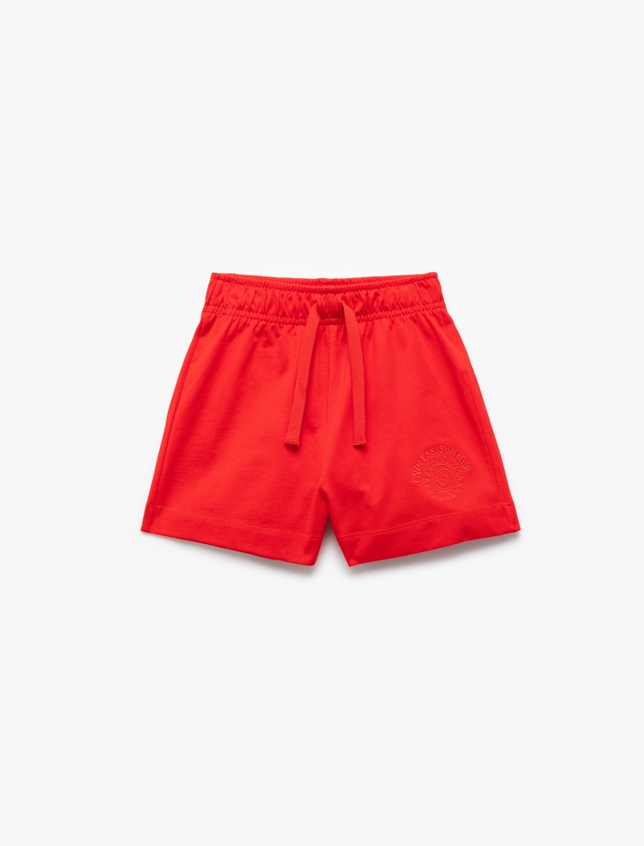 Kız Çocuk Baskılı Beli Bağcıklı Rahat Kalıp Pamuklu Şort