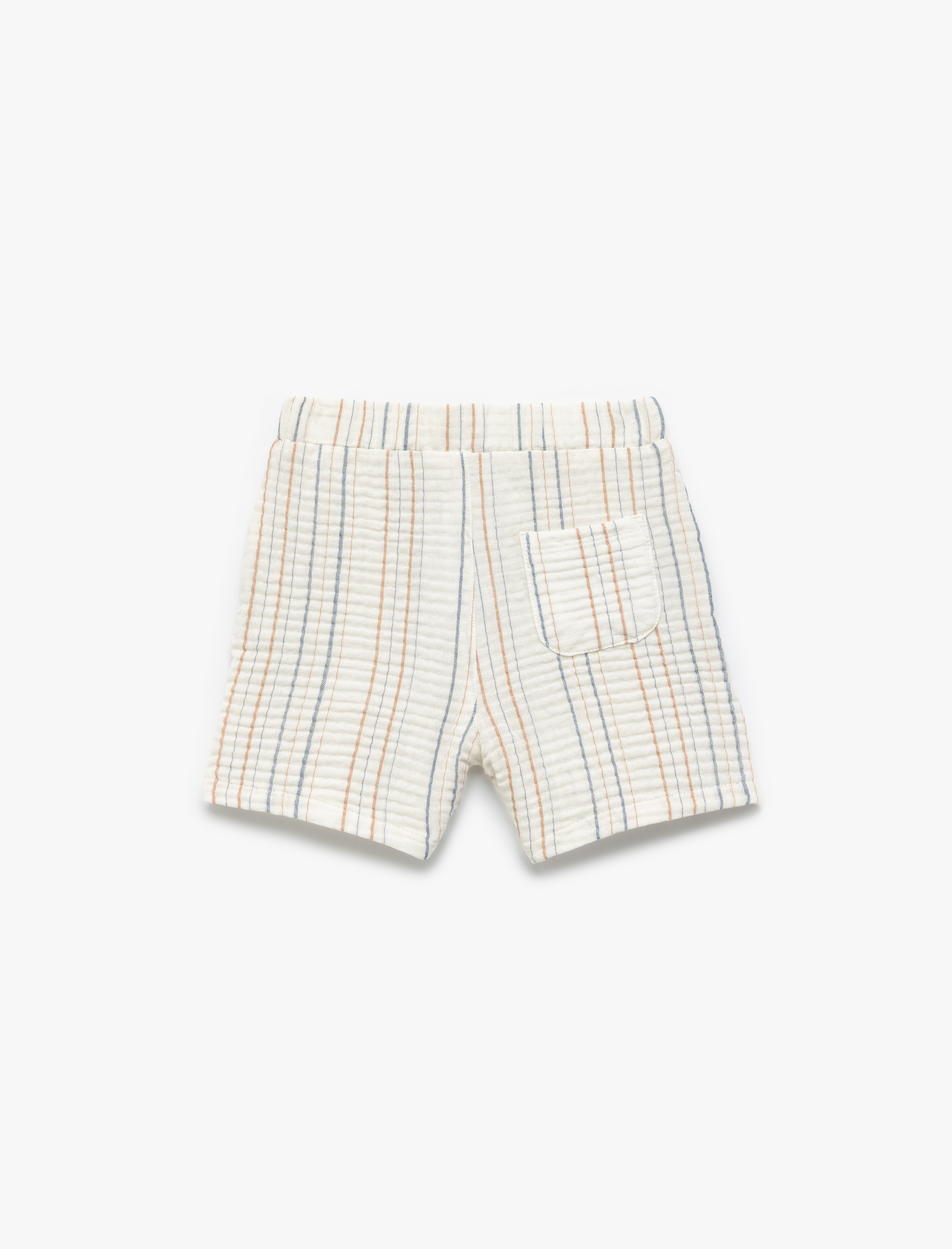  Erkek Bebek Pamuklu Düğme Detaylı Çizgili Müslin Şort