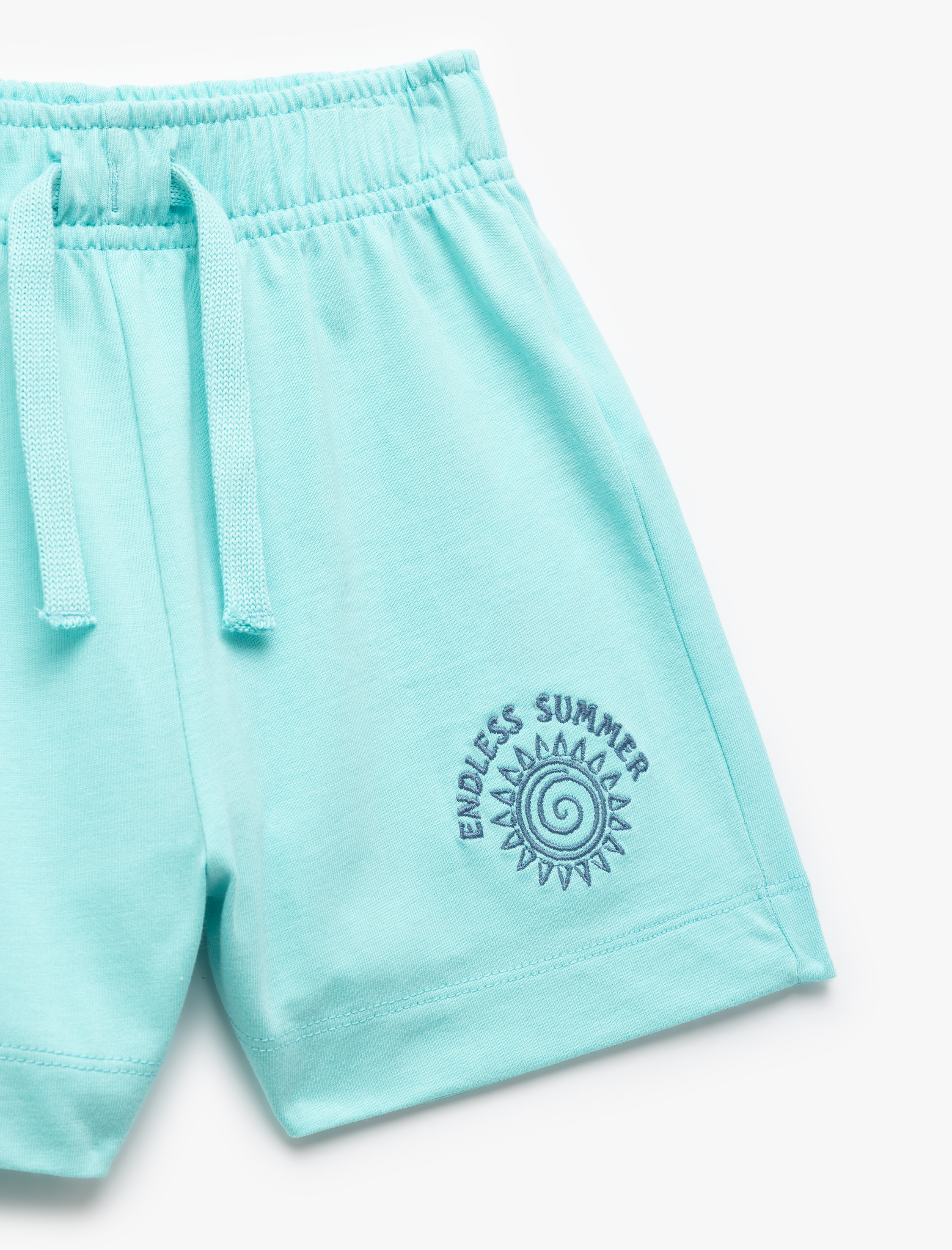  Kız Çocuk Baskılı Beli Bağcıklı Rahat Kalıp Pamuklu Şort