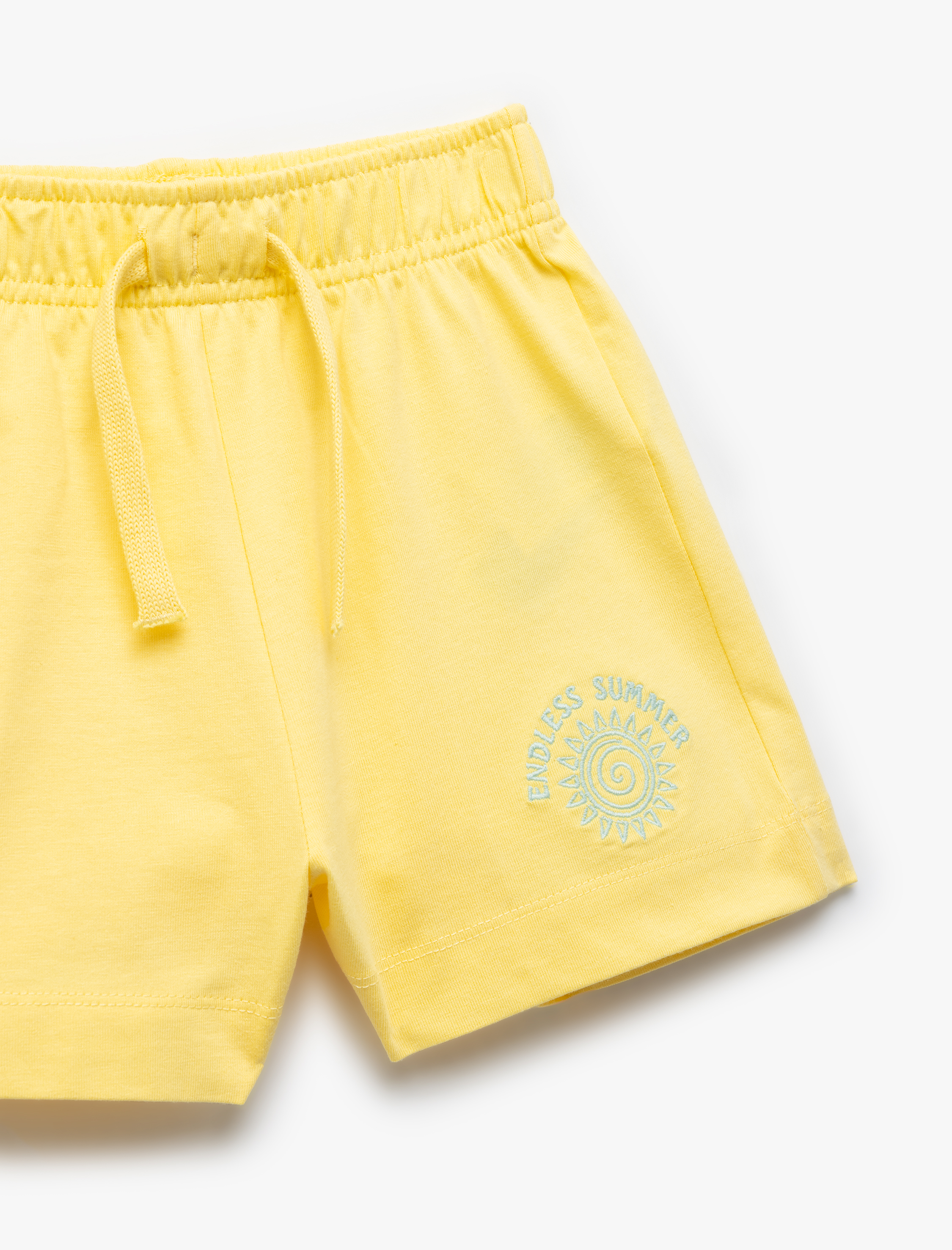  Kız Çocuk Baskılı Beli Bağcıklı Rahat Kalıp Pamuklu Şort