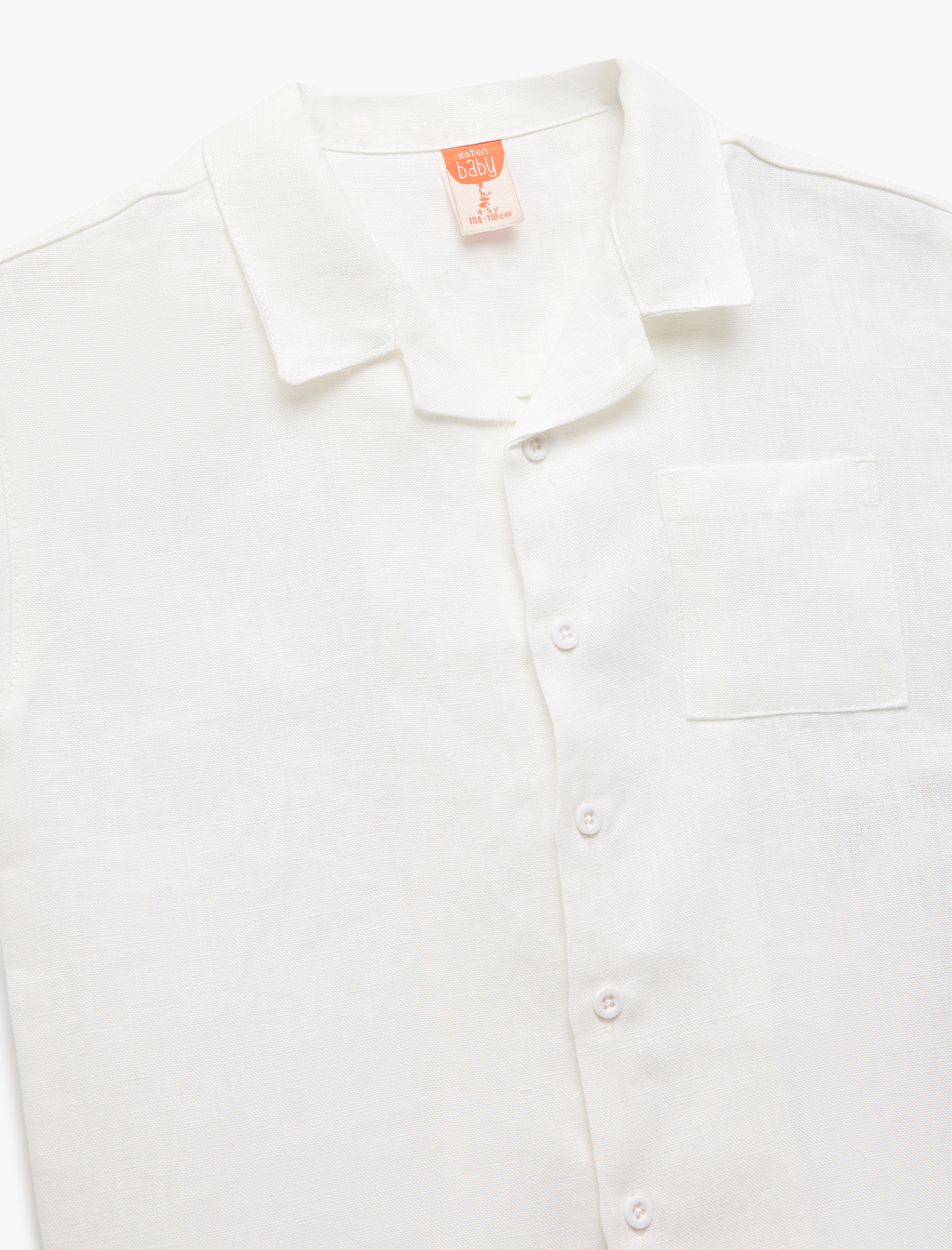  Erkek Bebek Cep Detaylı Kısa Kollu Keten Gömlek