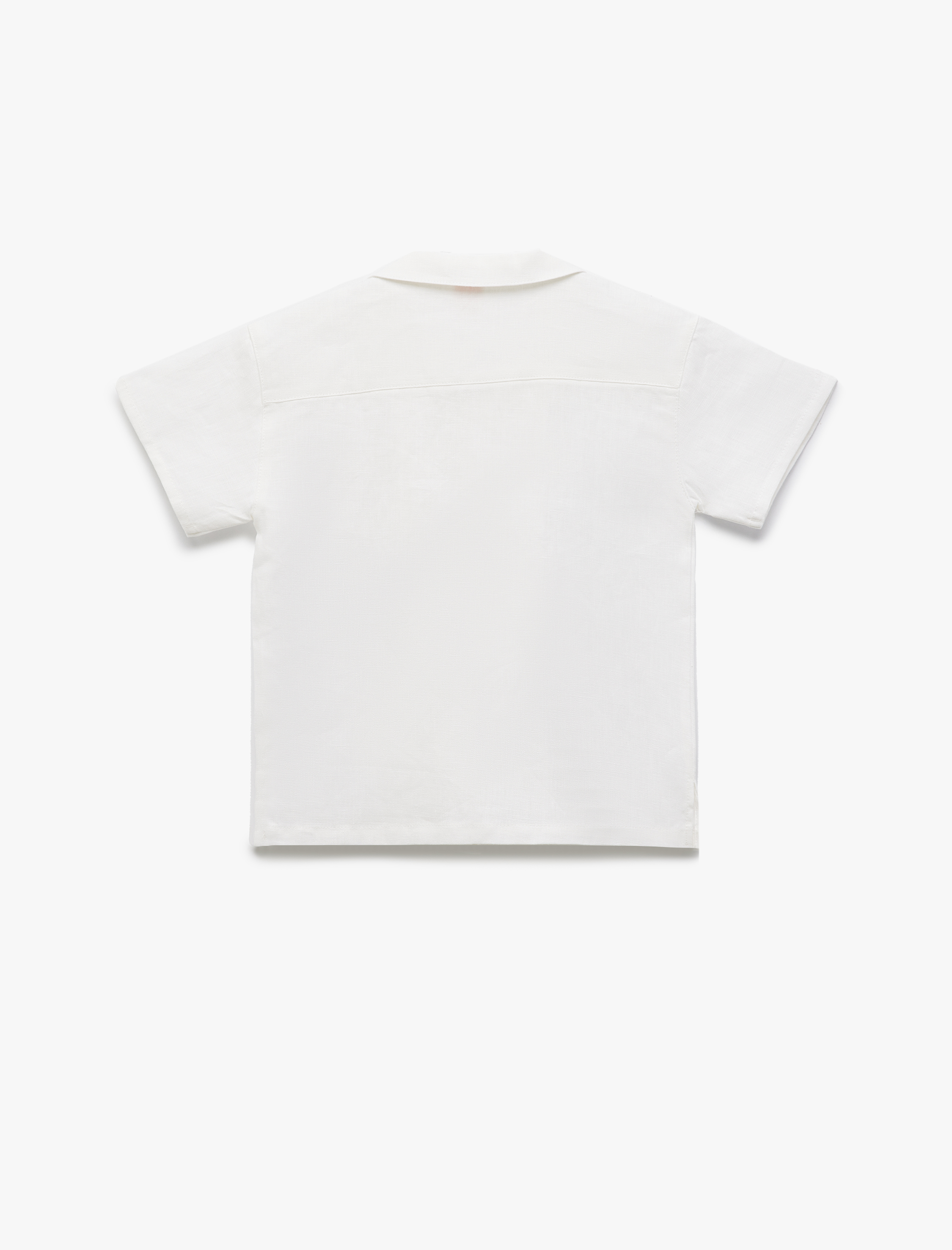  Erkek Bebek Cep Detaylı Kısa Kollu Keten Gömlek