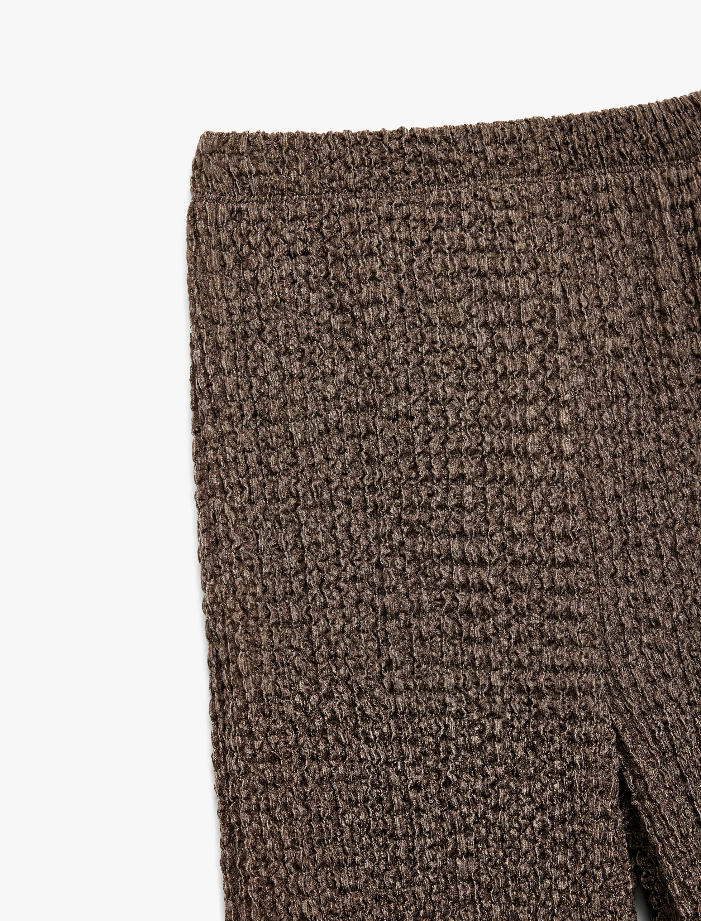  Kız Çocuk Beli Lastikli Dokulu Geniş Paça Pantolon