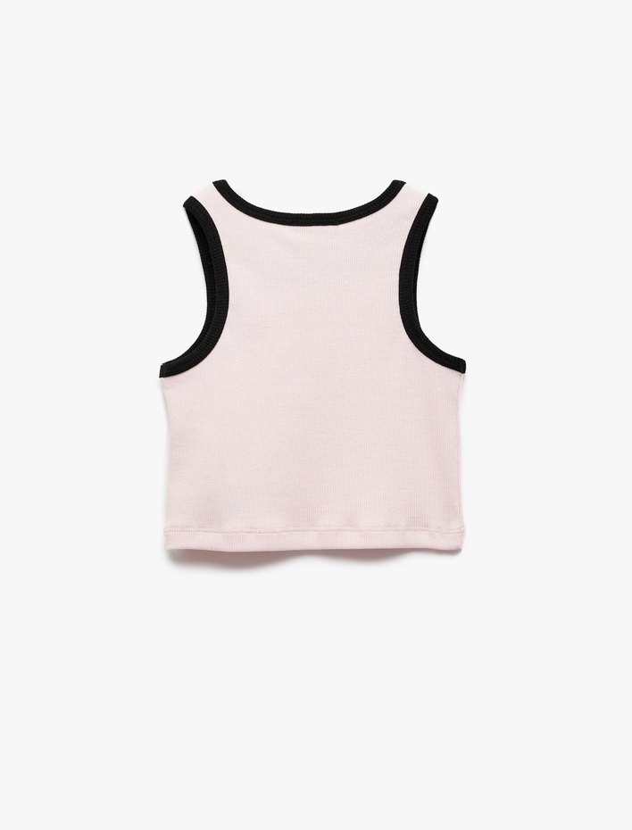 Kız Çocuk Bisiklet Yaka Kolsuz Baskılı Pamuklu Atlet