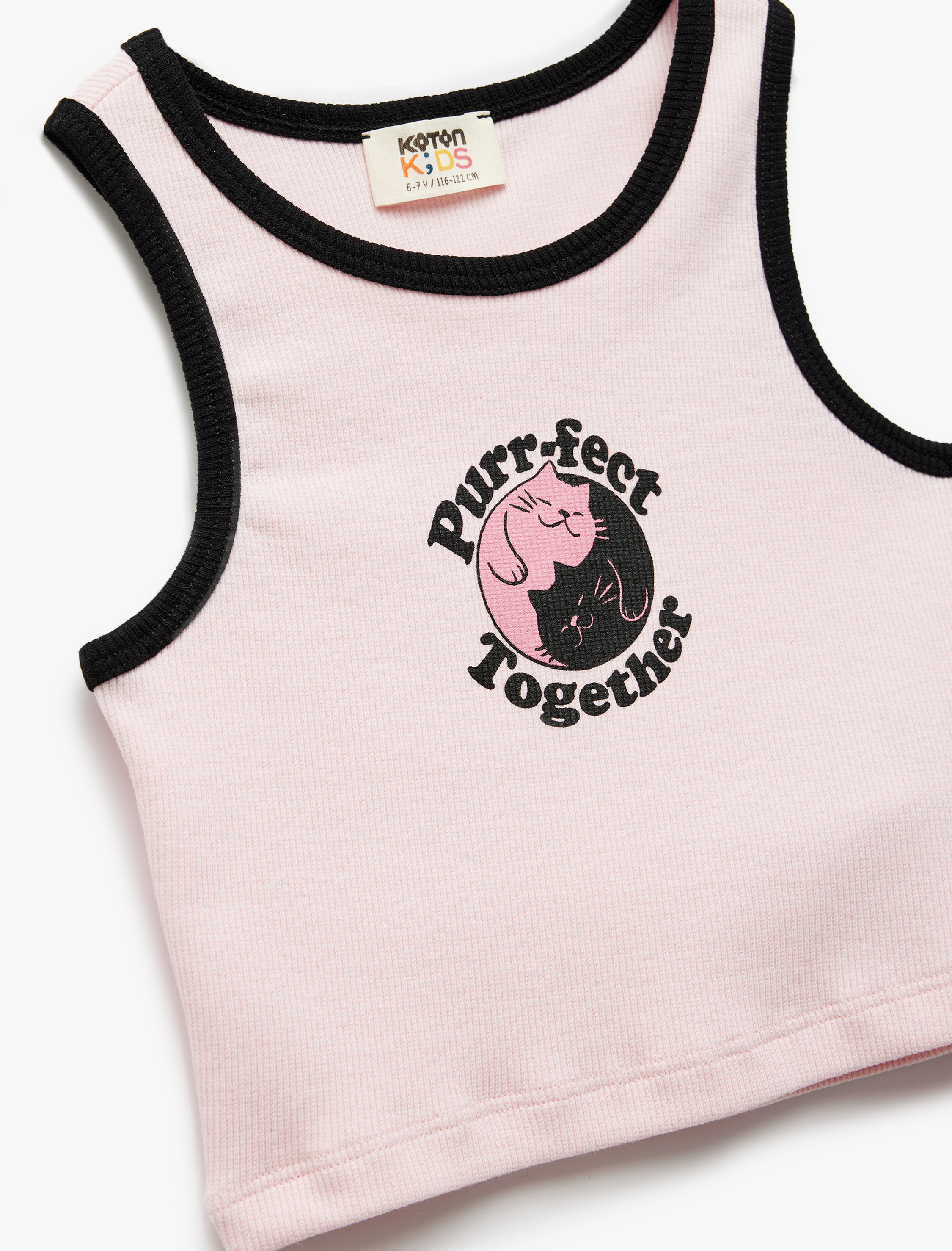  Kız Çocuk Bisiklet Yaka Kolsuz Baskılı Pamuklu Atlet