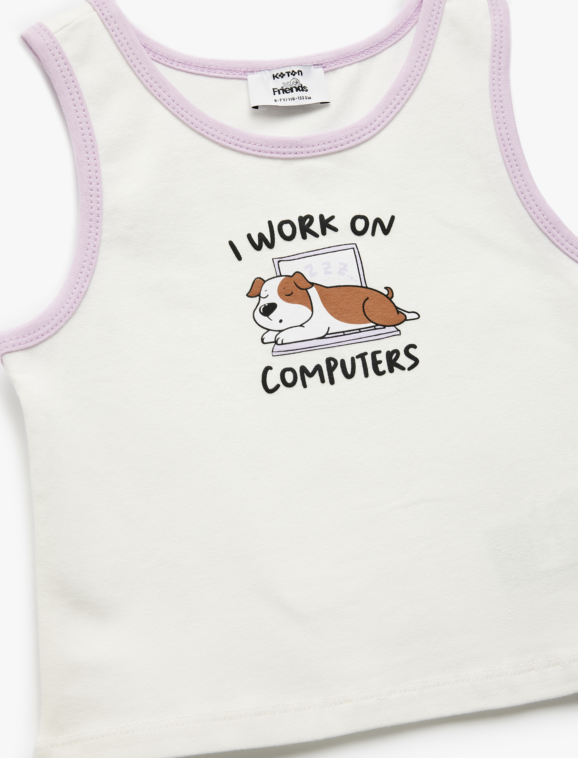  Kız Çocuk Köpek Baskılı Bisiklet Yaka Kolsuz Pamuklu Atlet