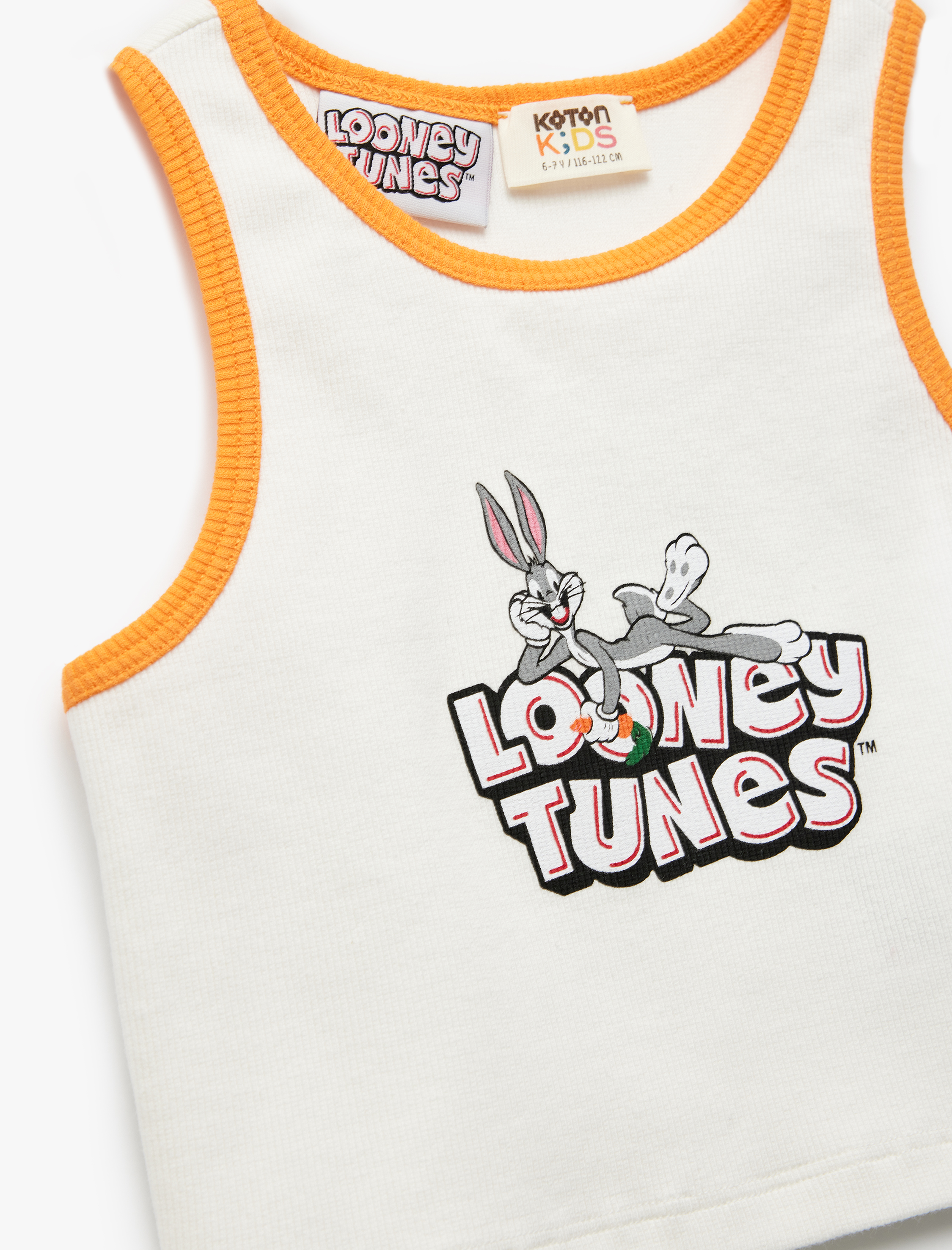  Kız Çocuk Bugs Bunny Baskılı Ribanalı Lisanslı Bisiklet Yaka Crop Atlet