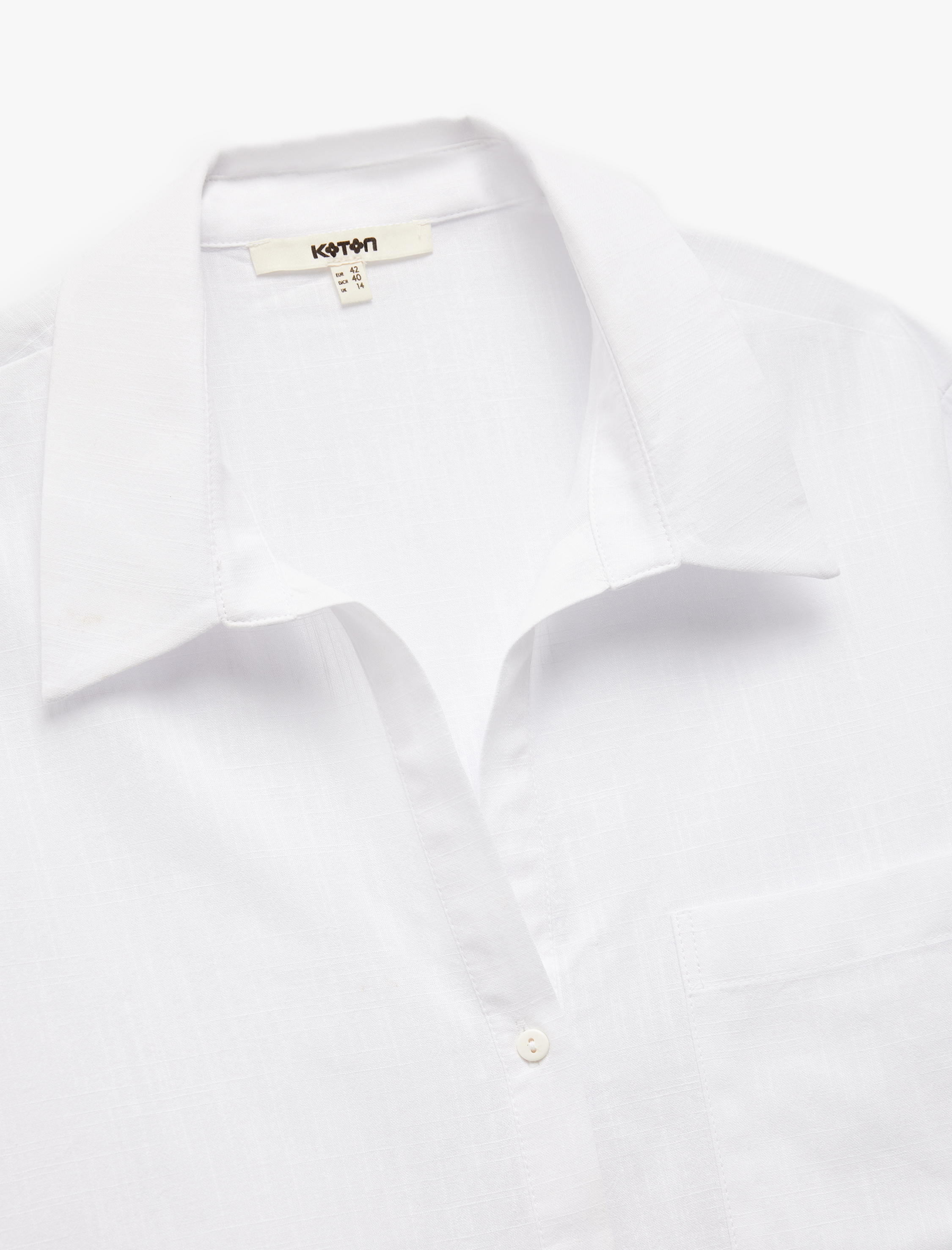   Pamuklu Cepli Kaçık Yaka Kısa Kollu Crop Gömlek