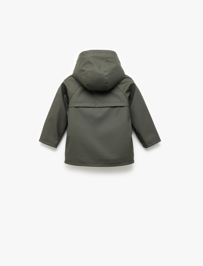 Erkek Bebek Uzun Kollu Peluş Astarlı Fermuarlı Kapşonlu Mont