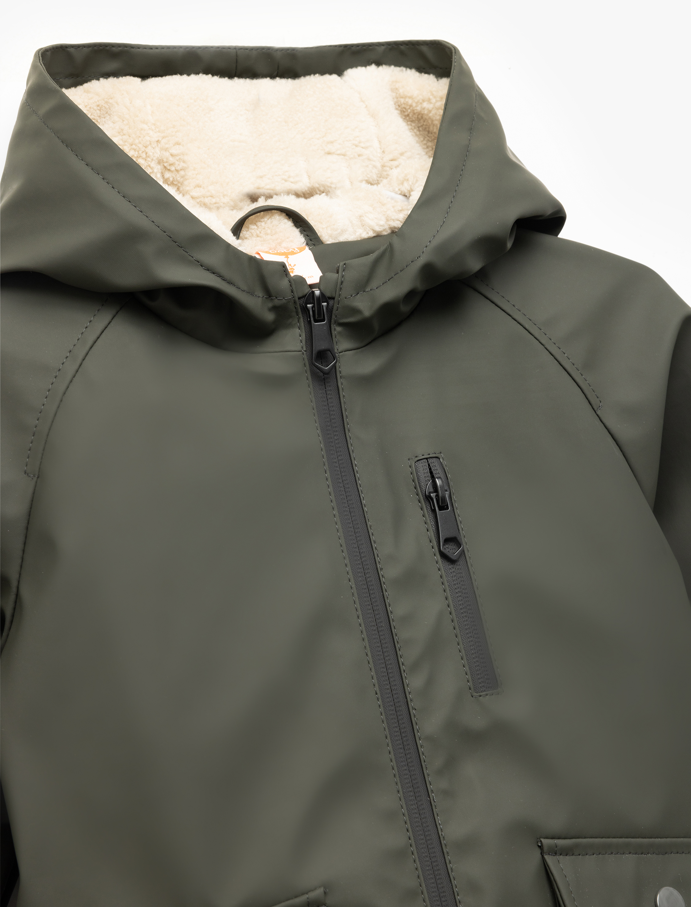  Erkek Bebek Uzun Kollu Peluş Astarlı Fermuarlı Kapşonlu Mont