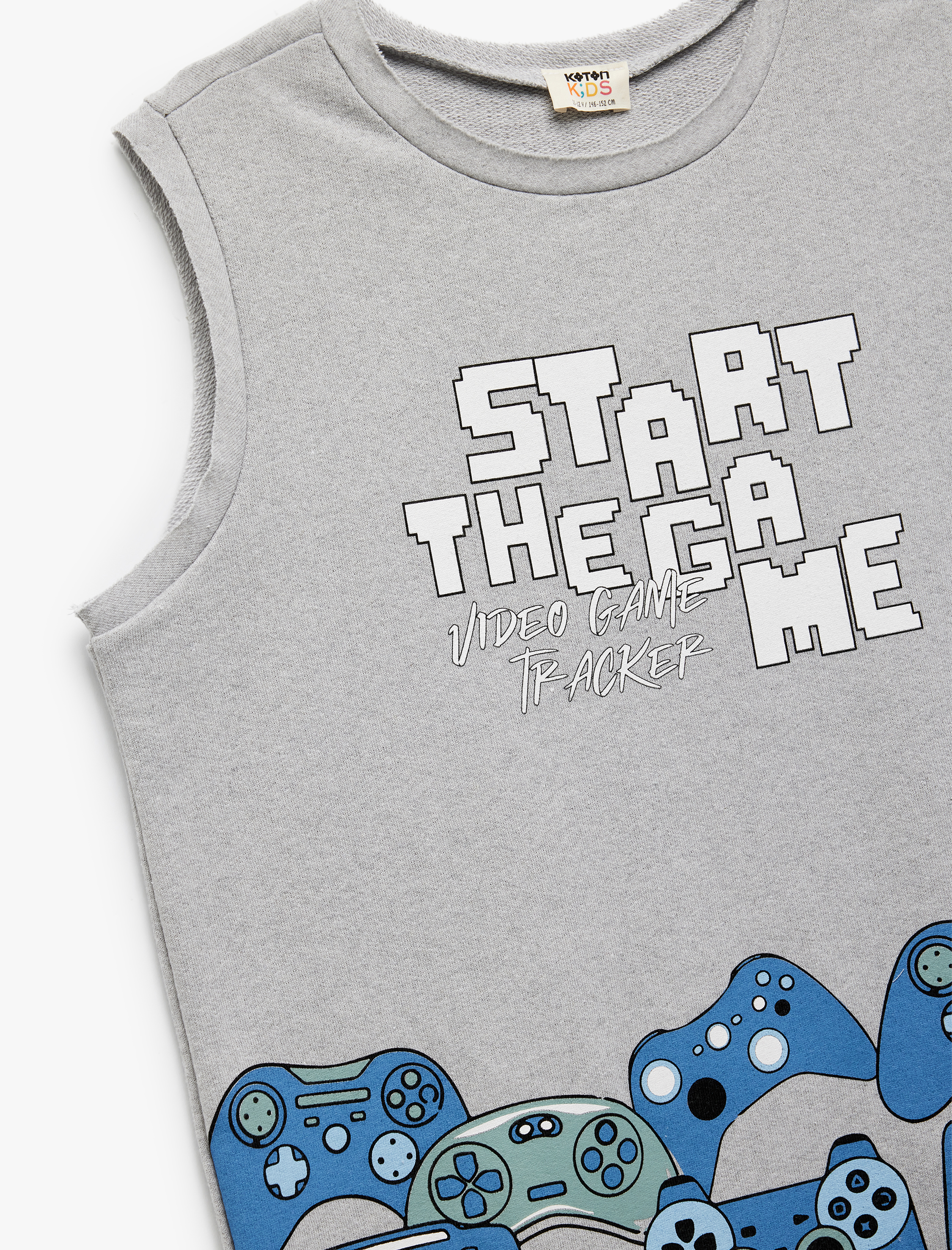  Erkek Çocuk Oyun Baskılı Bisiklet Yaka Kolsuz Atlet