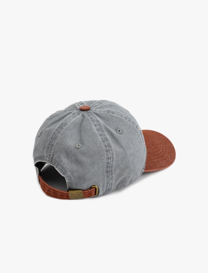 Erkek Pamuklu Renk Kontrastlı Yıkamalı Kep Şapka