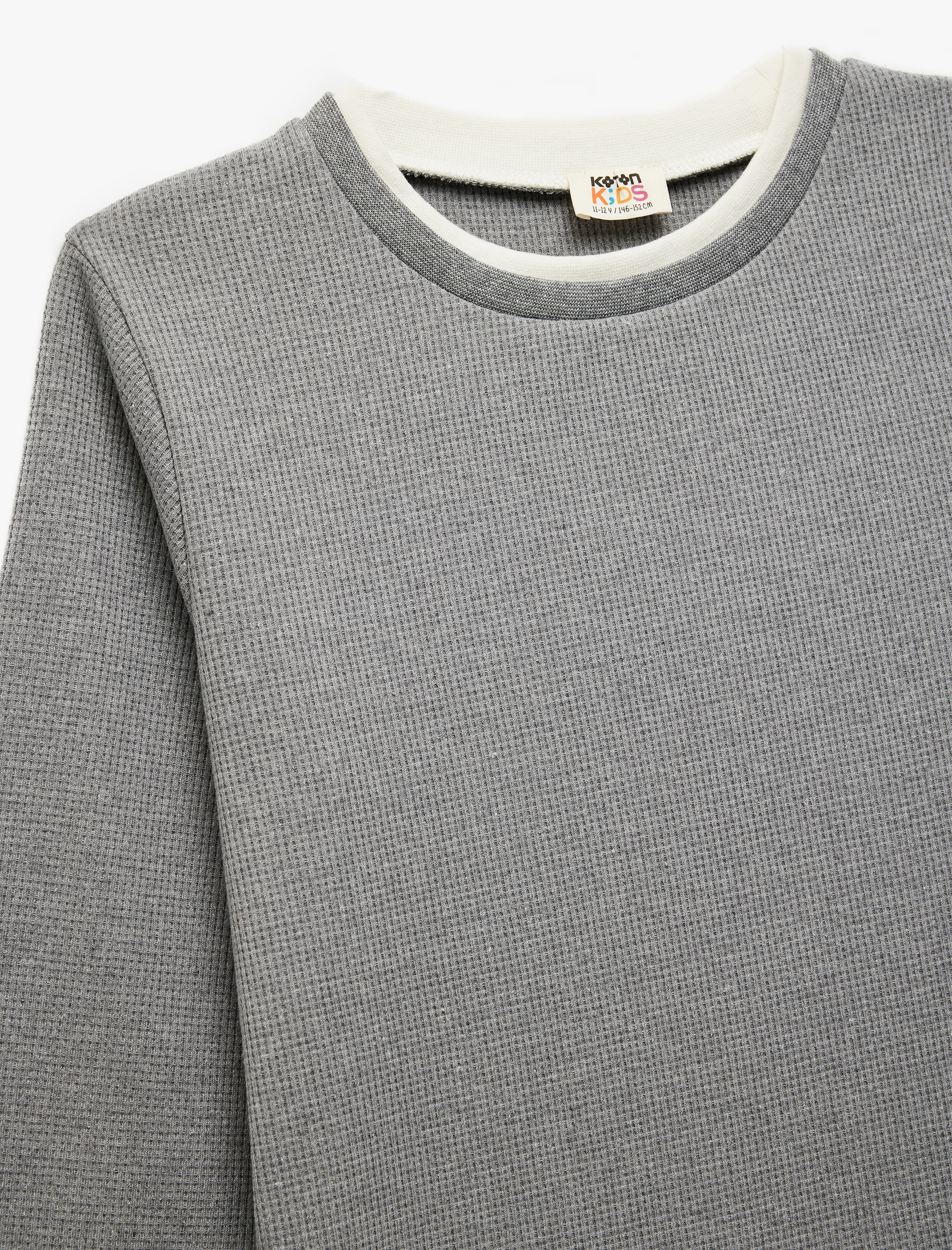  Erkek Çocuk Bisiklet Yaka Çizgili Uzun Kollu Basic Sweatshirt