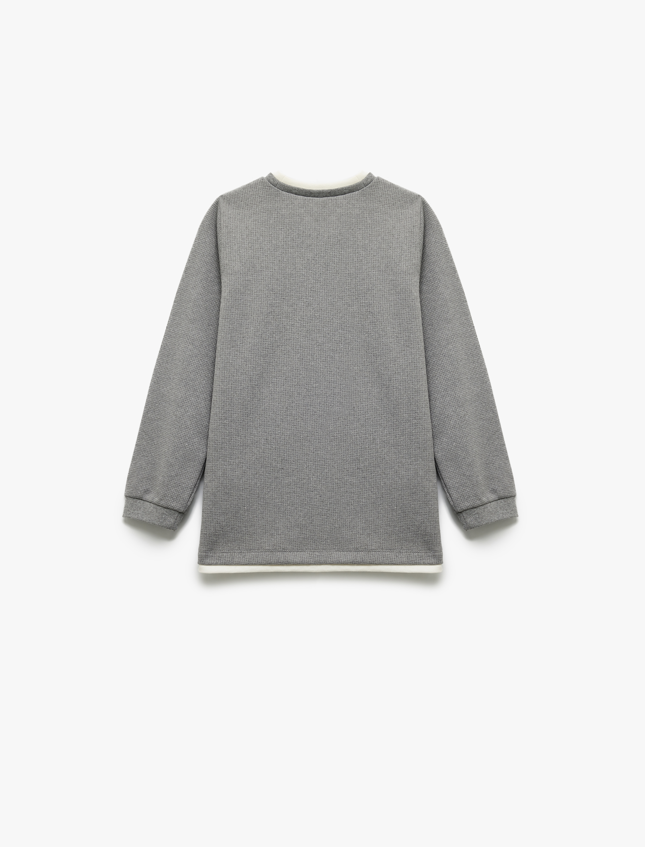  Erkek Çocuk Bisiklet Yaka Çizgili Uzun Kollu Basic Sweatshirt