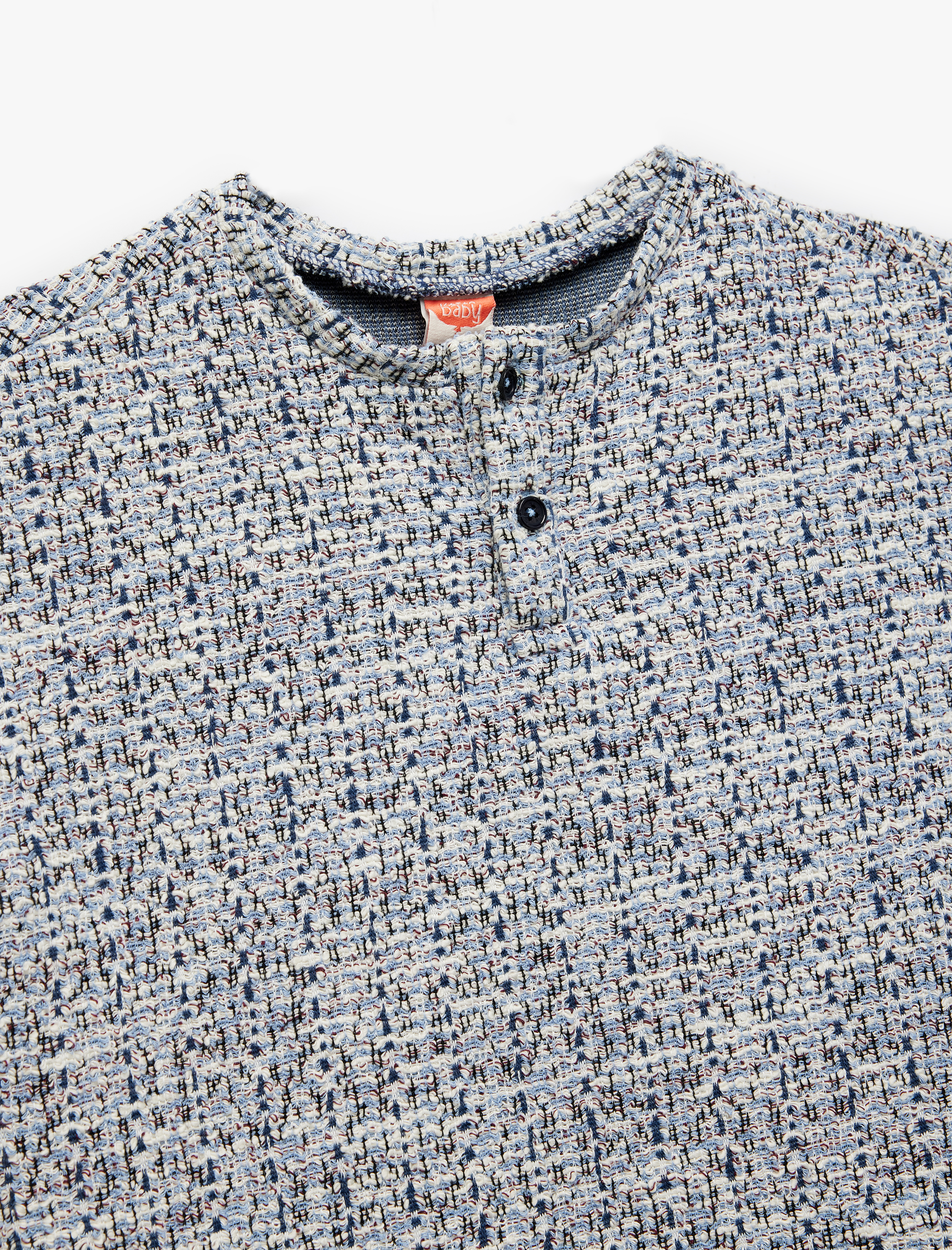 Erkek Bebek Düğme Detaylı Kısa Kollu Bisiklet Yaka Örme Tişört