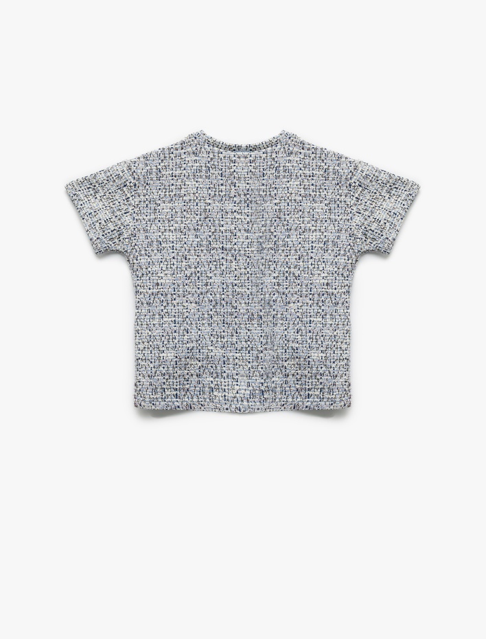 Erkek Bebek Düğme Detaylı Kısa Kollu Bisiklet Yaka Örme Tişört