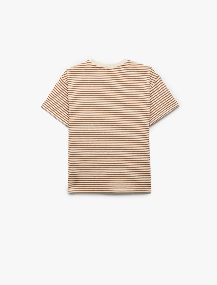 Erkek Çocuk Pamuklu Kısa Kollu Bisiklet Yaka Çizgili Tişört