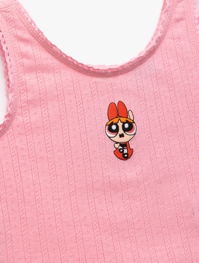 Powerpuff Girls İşlemeli Lisanslı Kolsuz Bisiklet Yaka Atlet_2
