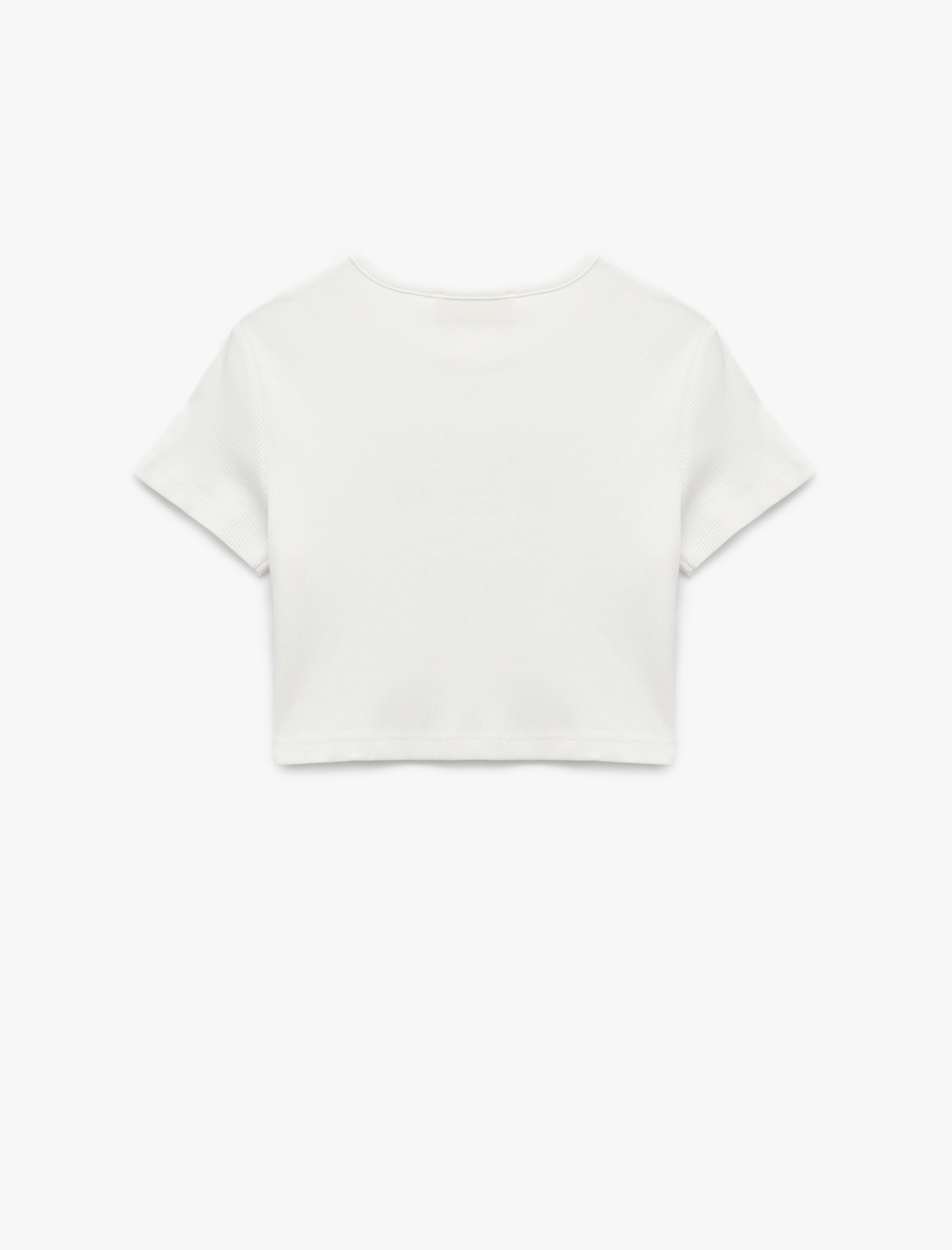  Kız Çocuk Kelebek Baskılı Kısa Kollu Bisiklet Yaka Pamuklu Crop Tişört