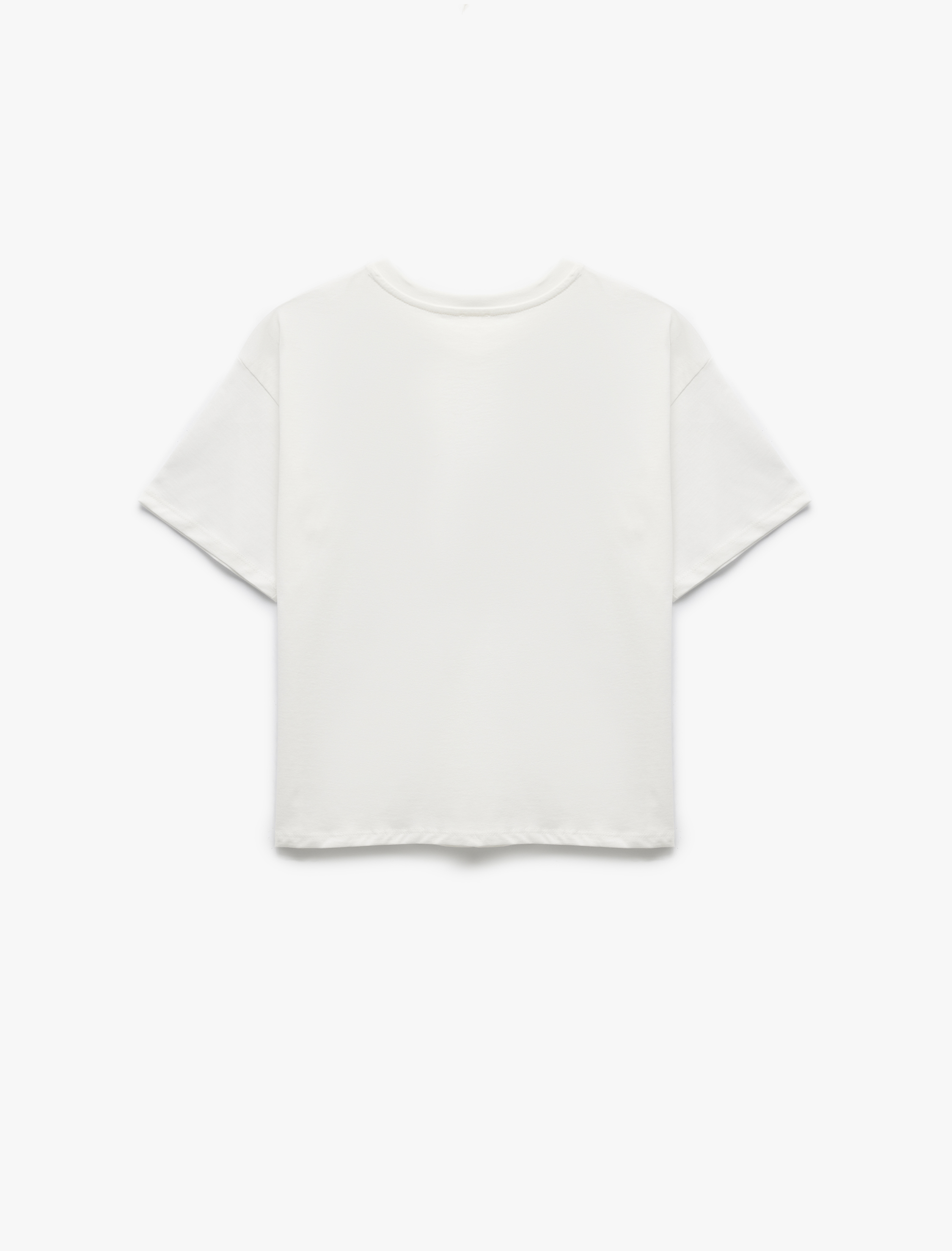  Kız Çocuk Bisiklet Yaka Kısa Kollu Fiyonk Detaylı Pamuklu Tişört