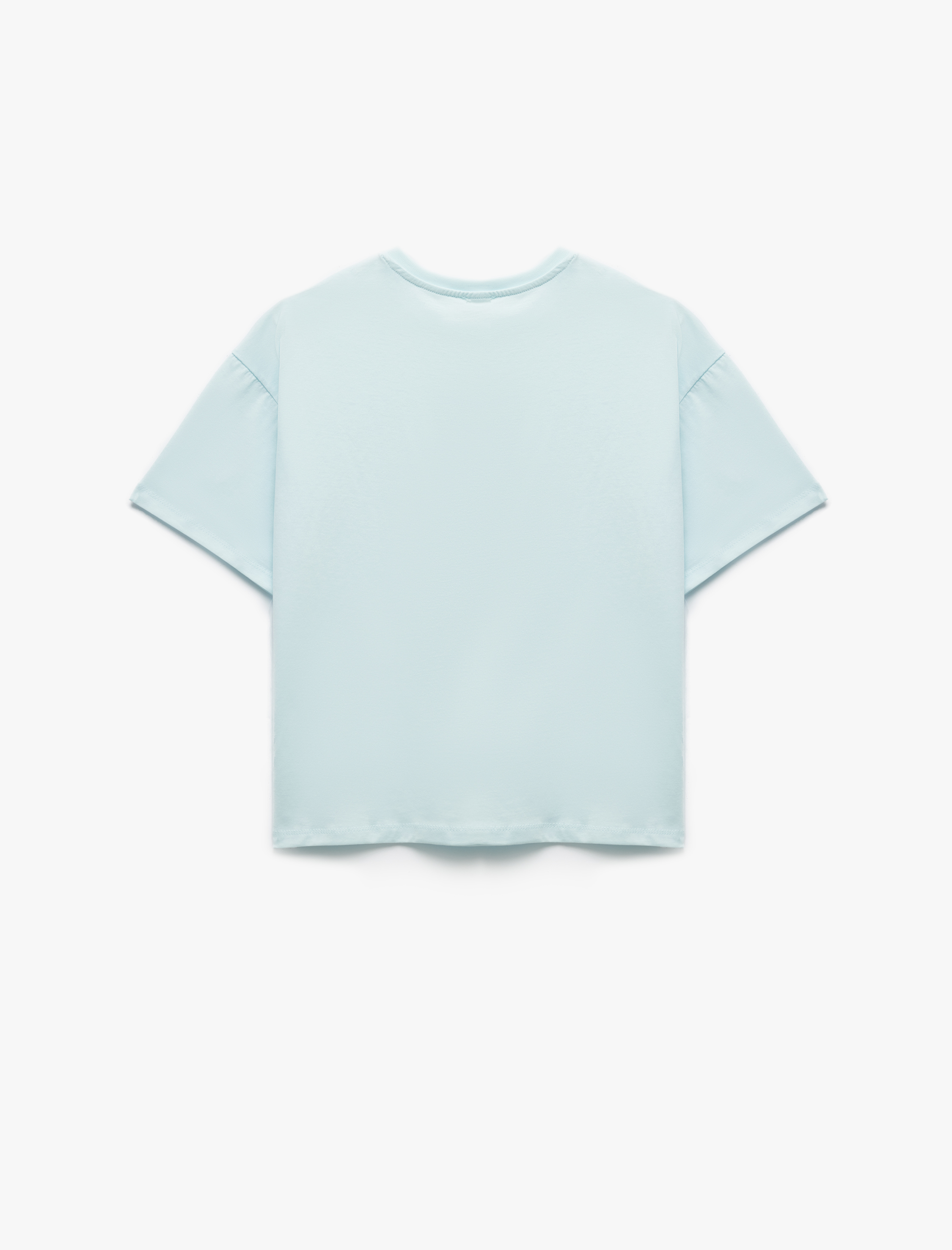  Kız Çocuk Fiyonk Baskılı Kısa Kollu Bisiklet Yaka Pamuklu Tişört