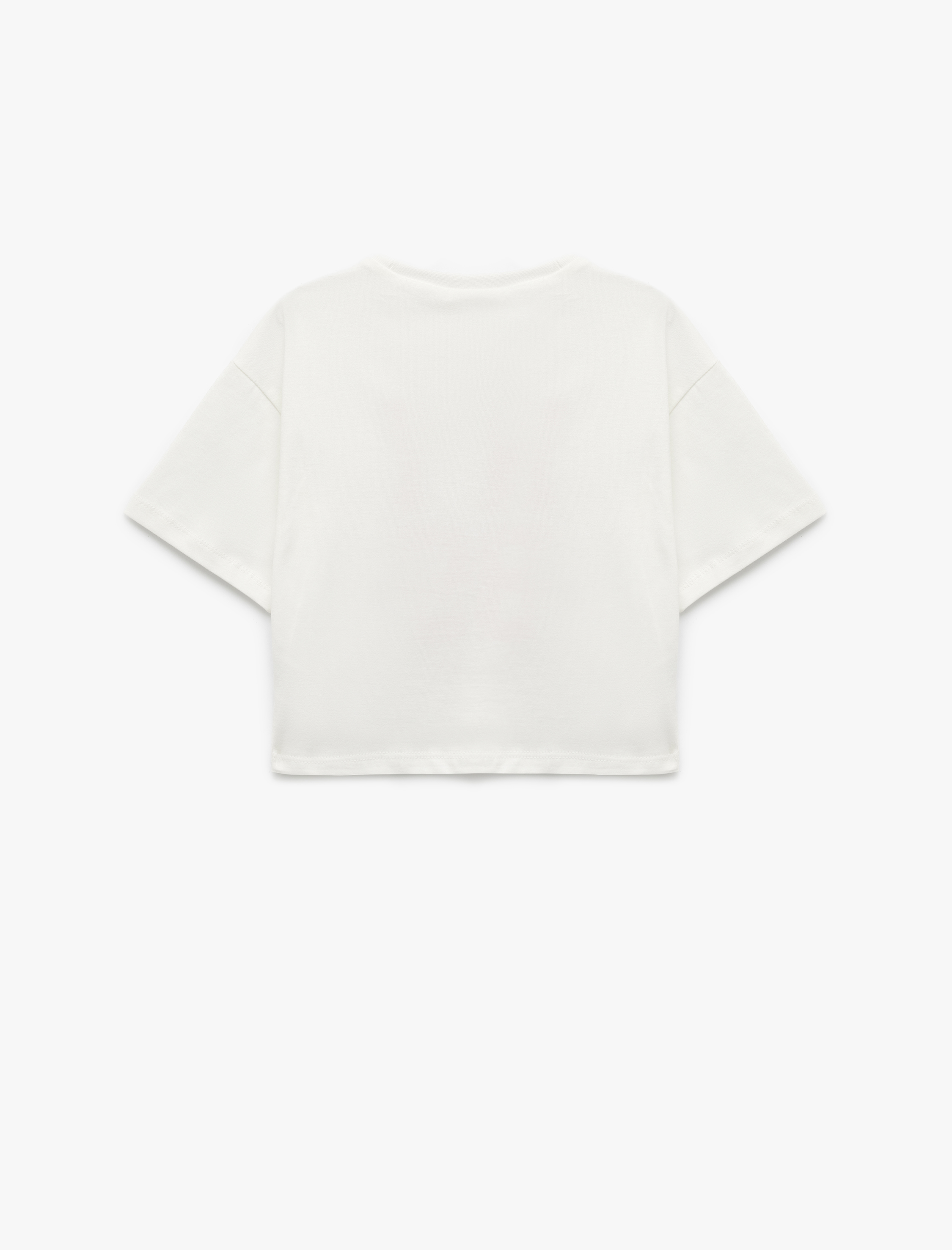  Kız Çocuk Bisiklet Yaka Kısa Kollu Pamuklu Baskılı Tişört