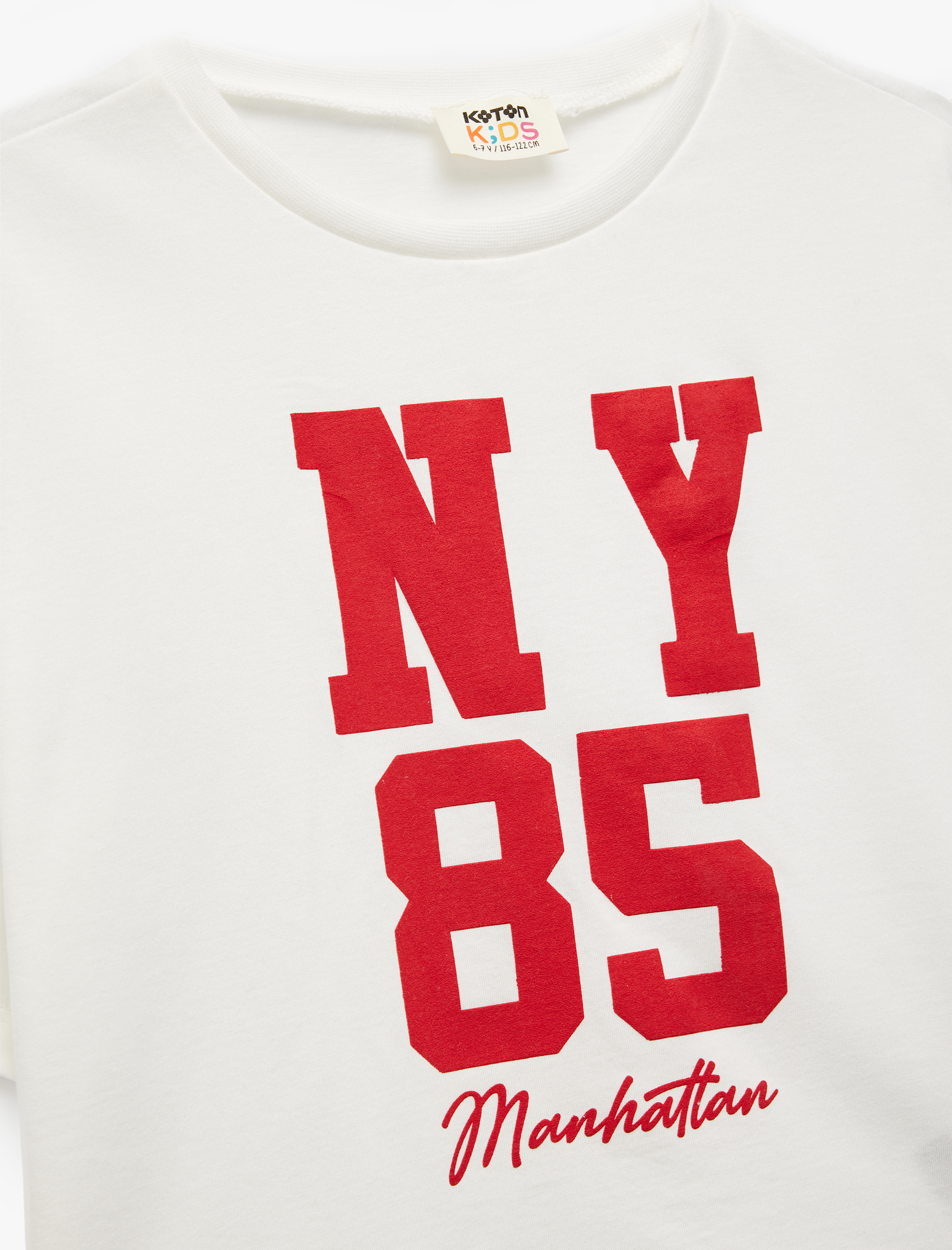  Kız Çocuk Bisiklet Yaka Kısa Kollu Pamuklu Baskılı Tişört