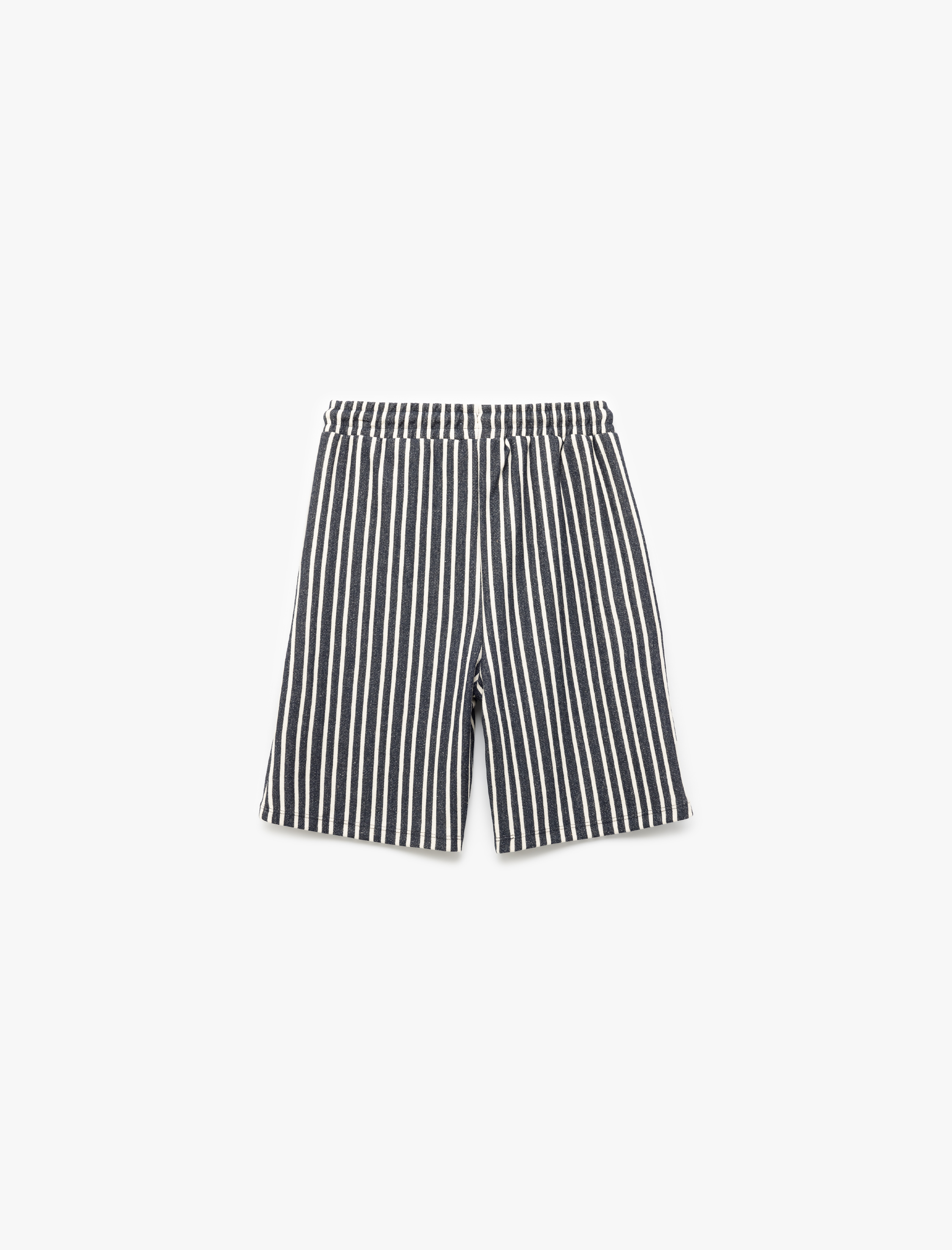  Erkek Çocuk Beli Bağcıklı Cep Detaylı Bermuda Çizgili Şort