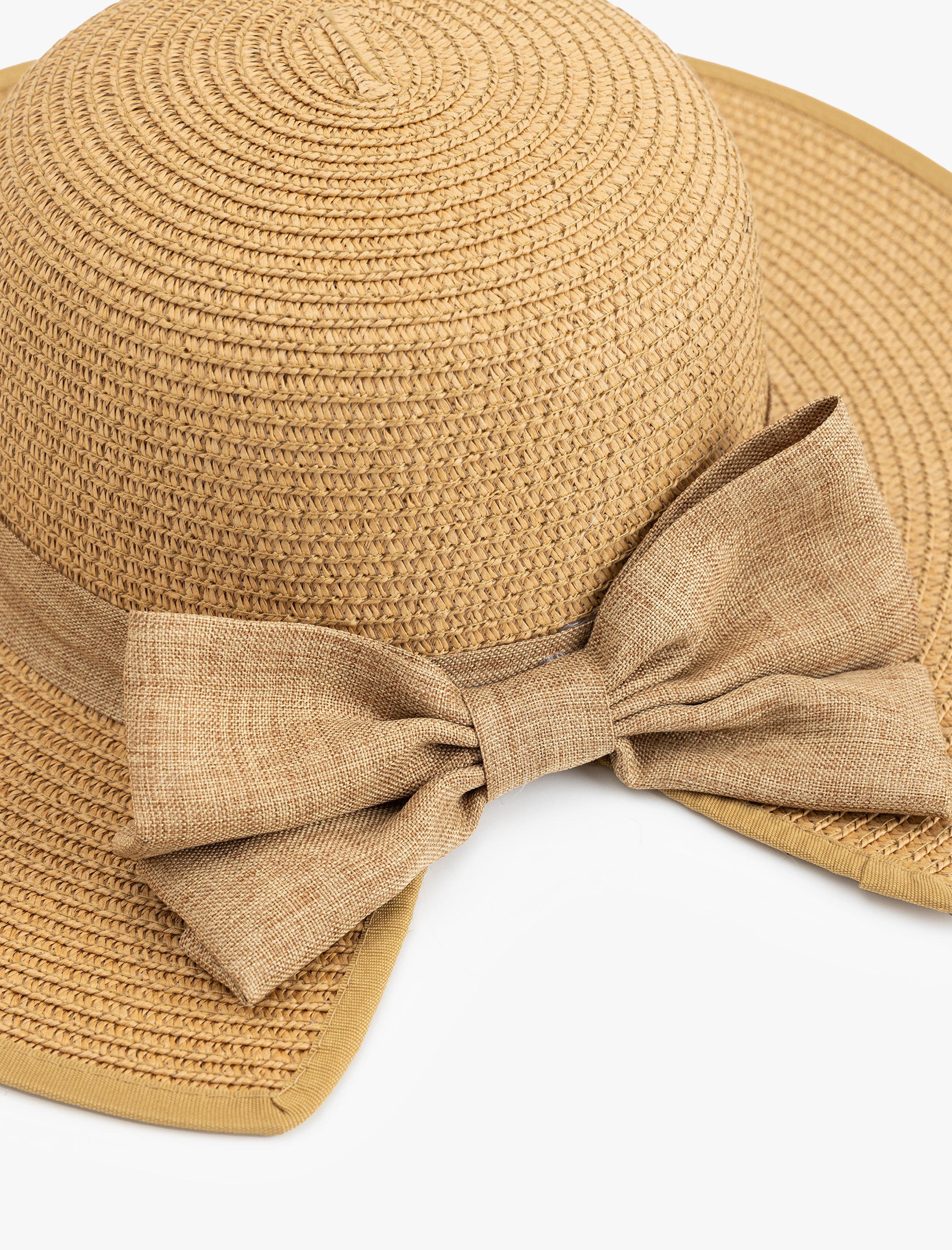  Kadın Şerit Detaylı Hasır Şapka