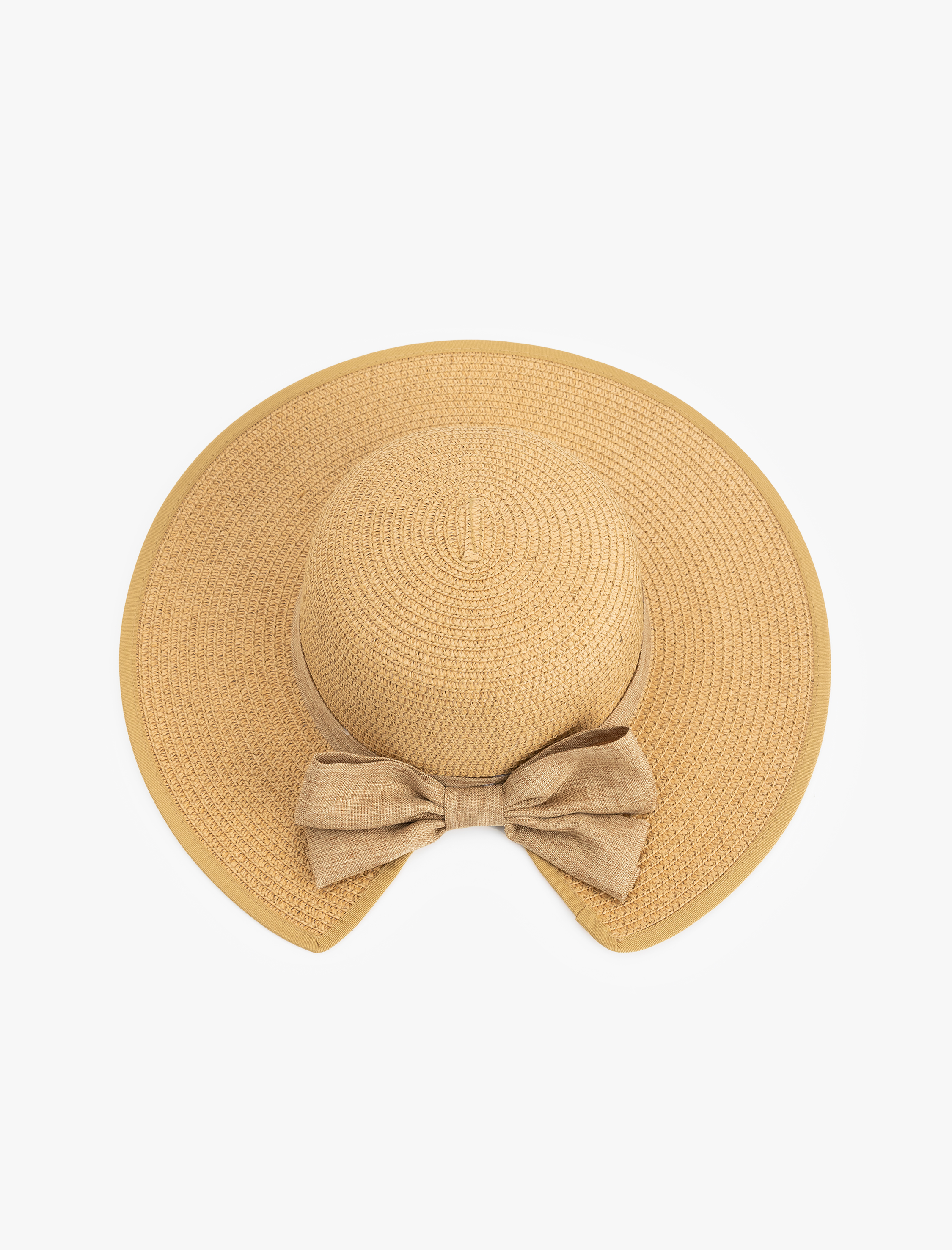  Kadın Şerit Detaylı Hasır Şapka