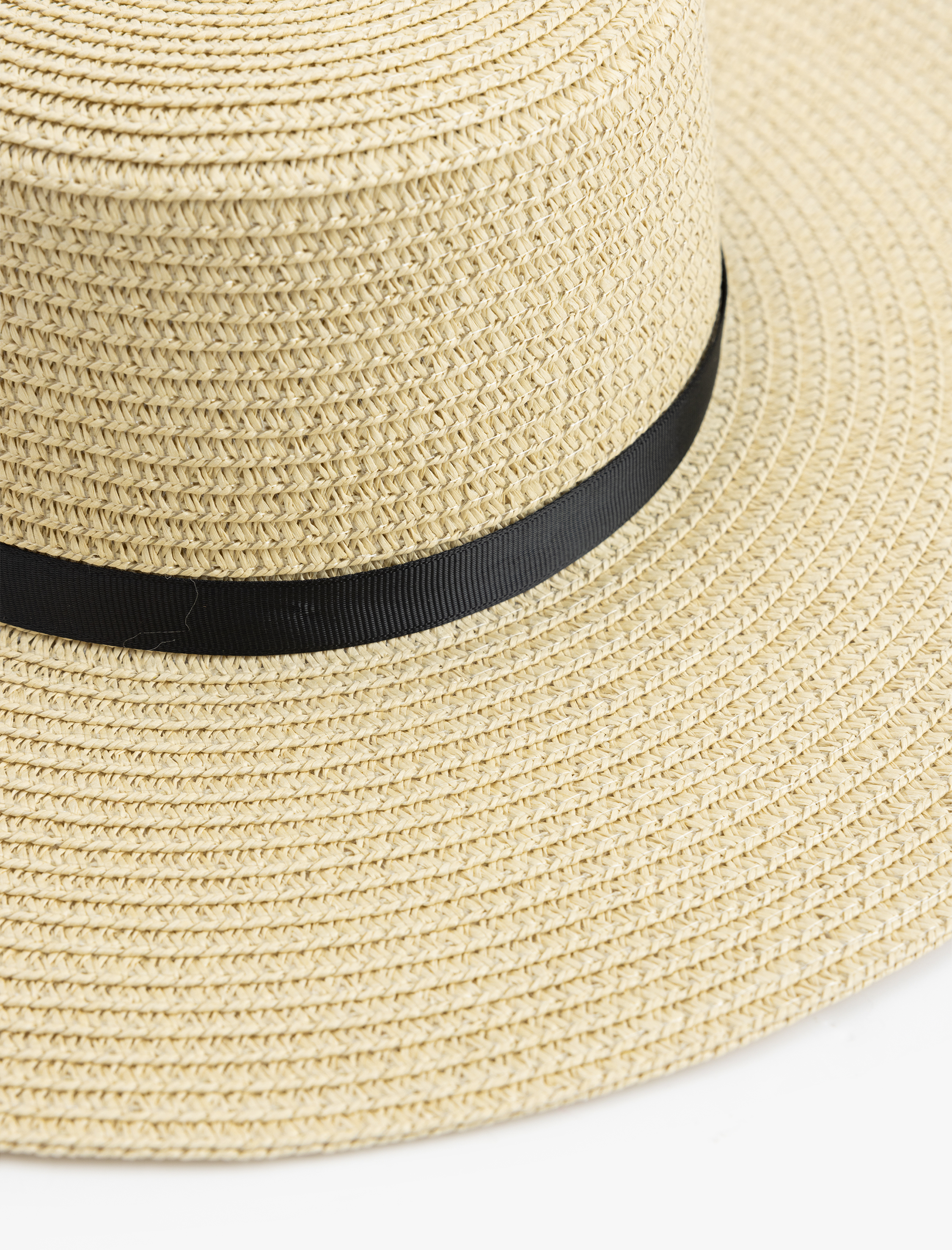  Kadın Şerit ve Boncuk Detaylı Hasır Şapka