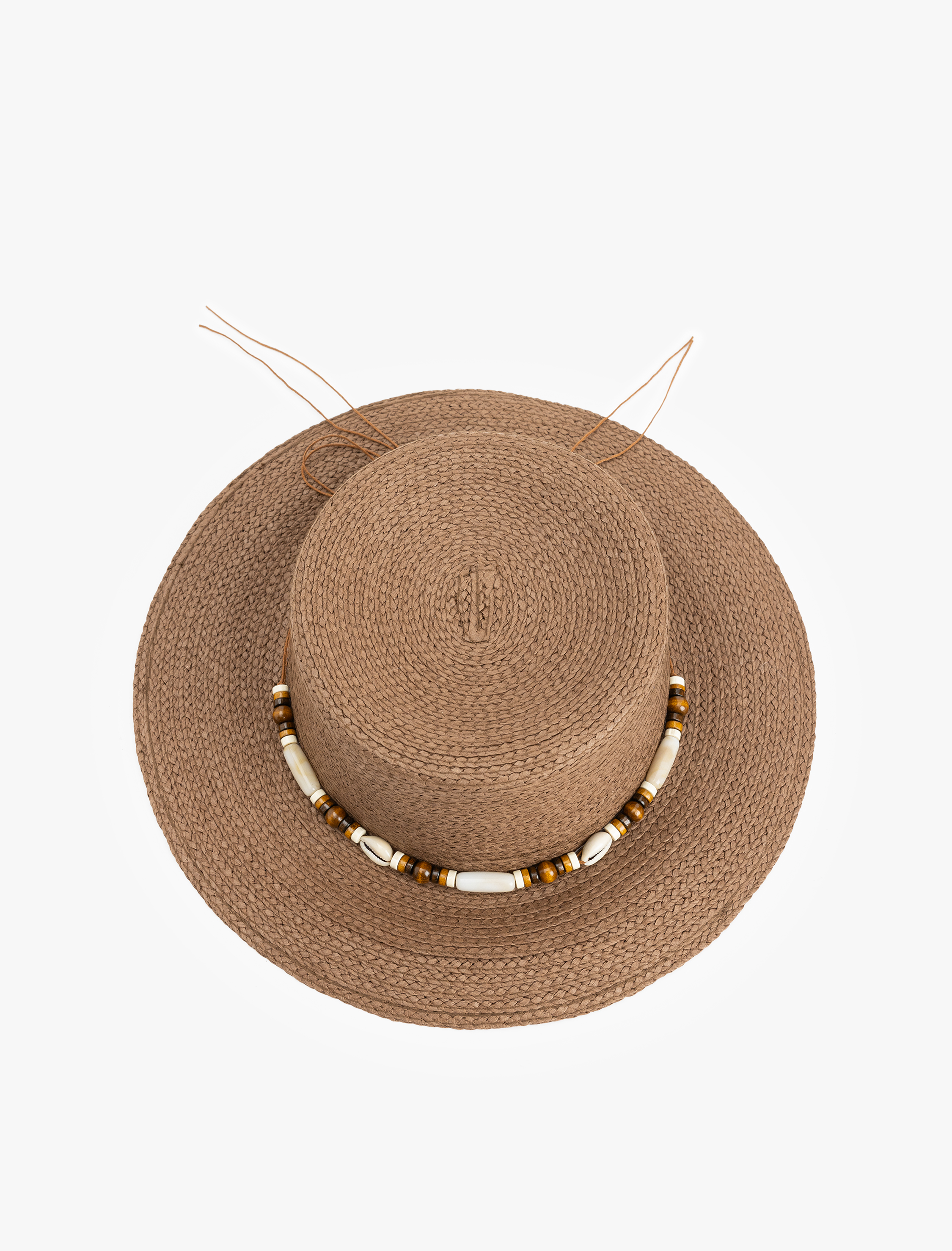  Kadın Boncuk ve Deniz Kabuğu Detaylı Hasır Şapka