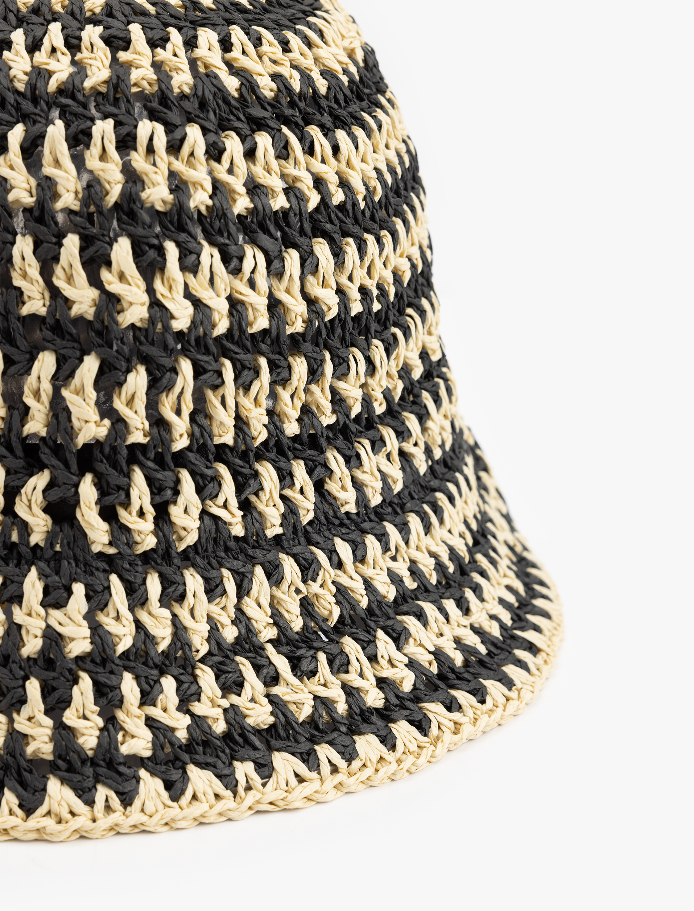  Kadın Desenli Hasır Bucket Şapka