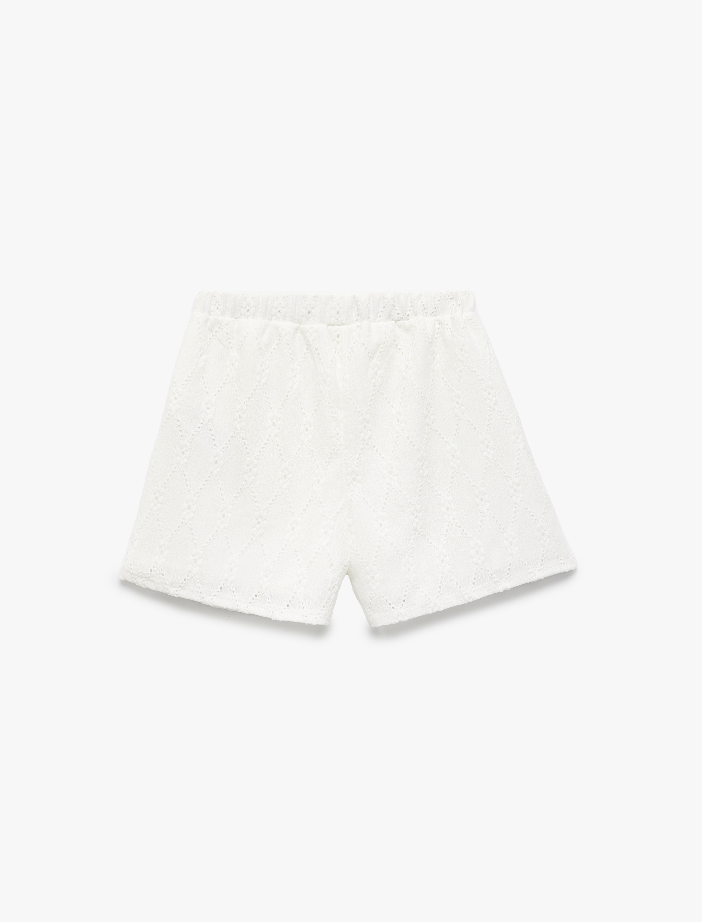  Kız Çocuk Brodeli Detaylı Beli Lastikli Şort